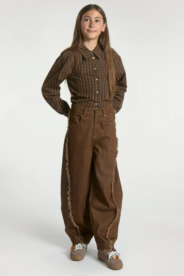 Aaiko Quinn jeans fudge barrel frange bambina