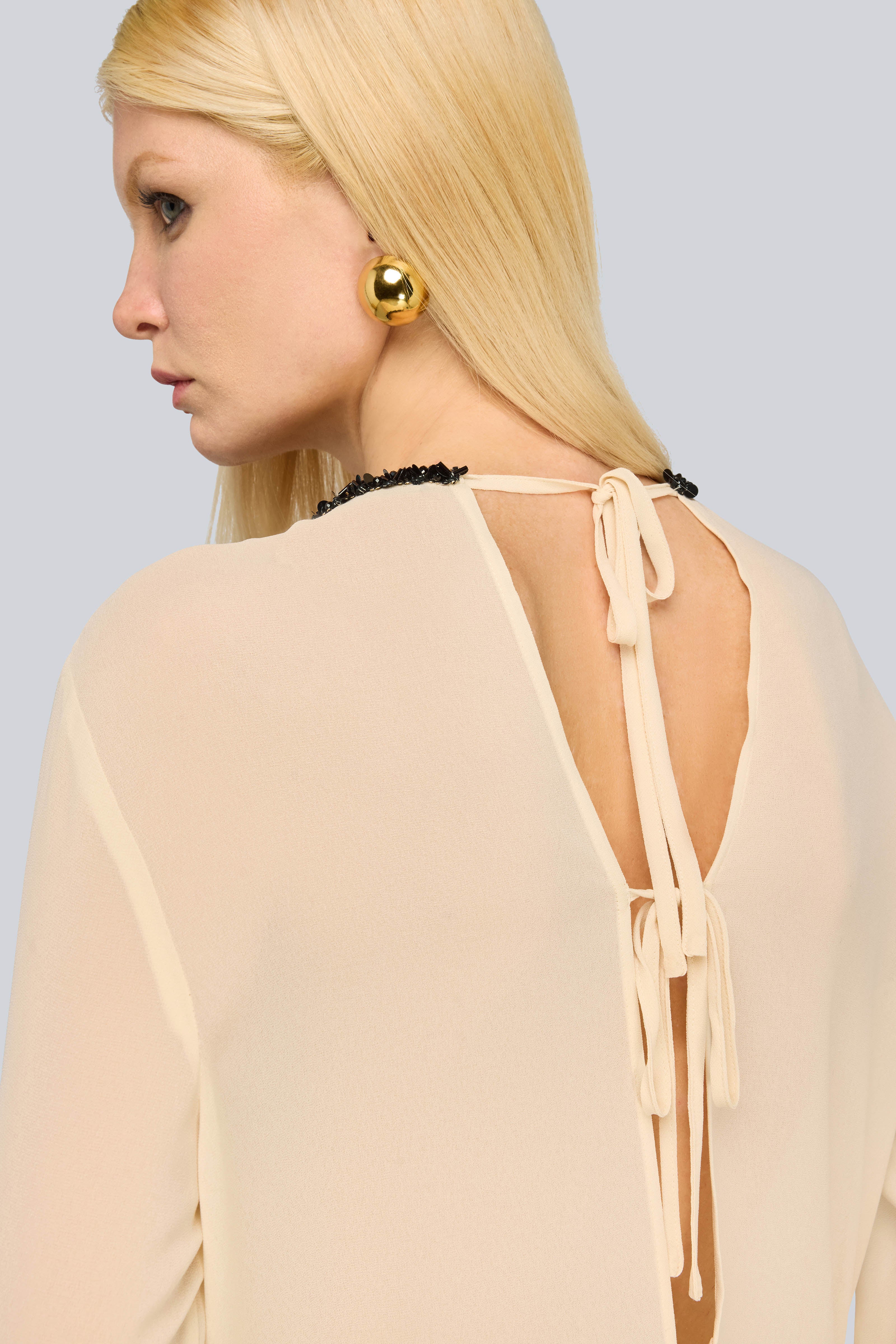 Semicouture Florinda blusa georgette sand ricamata