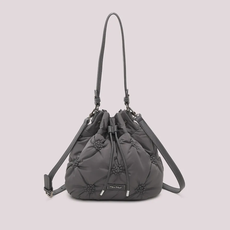 Mimi Mua Secchiello Effetto Piumino Borsa a Mano Nero Tracolla