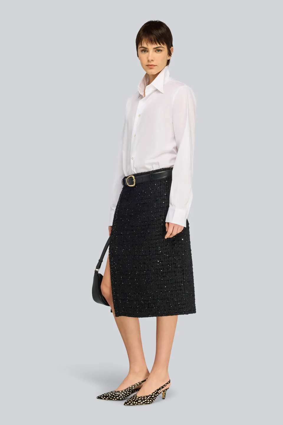 Semicouture Carlene gonna paillettes tweed nero