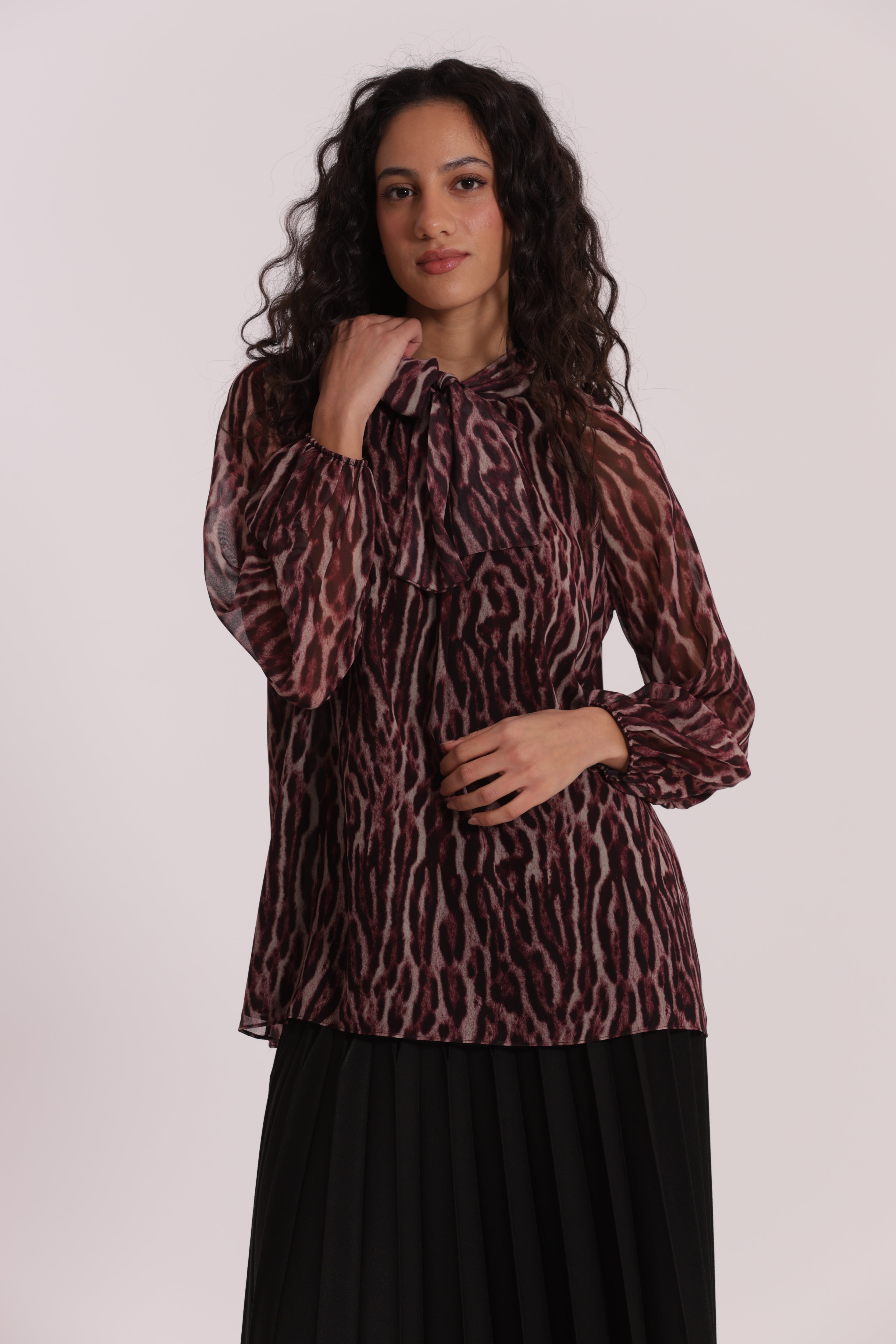 Mimi Mua Blusa con Fusciacca blusa animalier burgundy