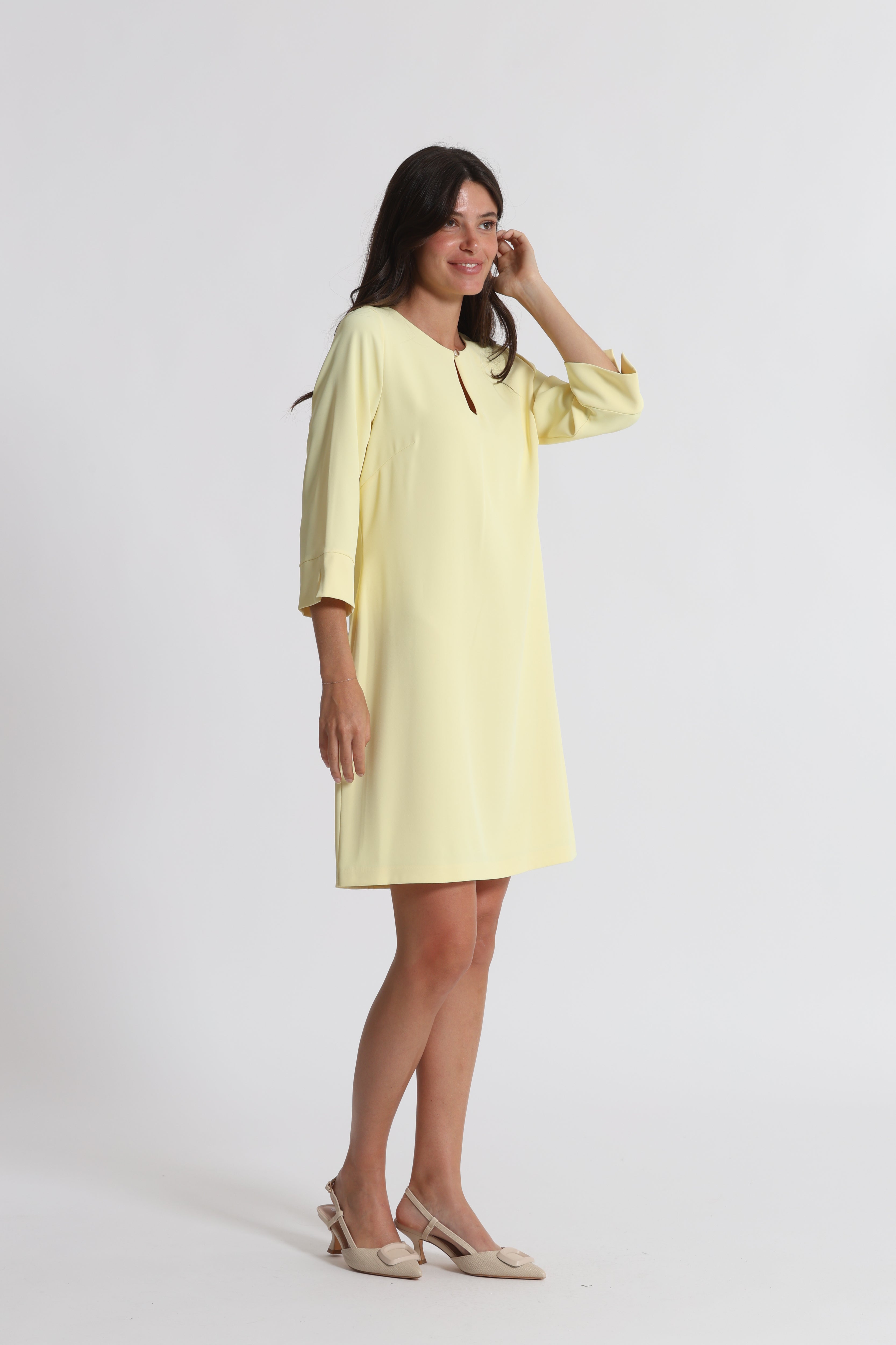 Mimi Mua Midi abito in cady giallo elasticizzato