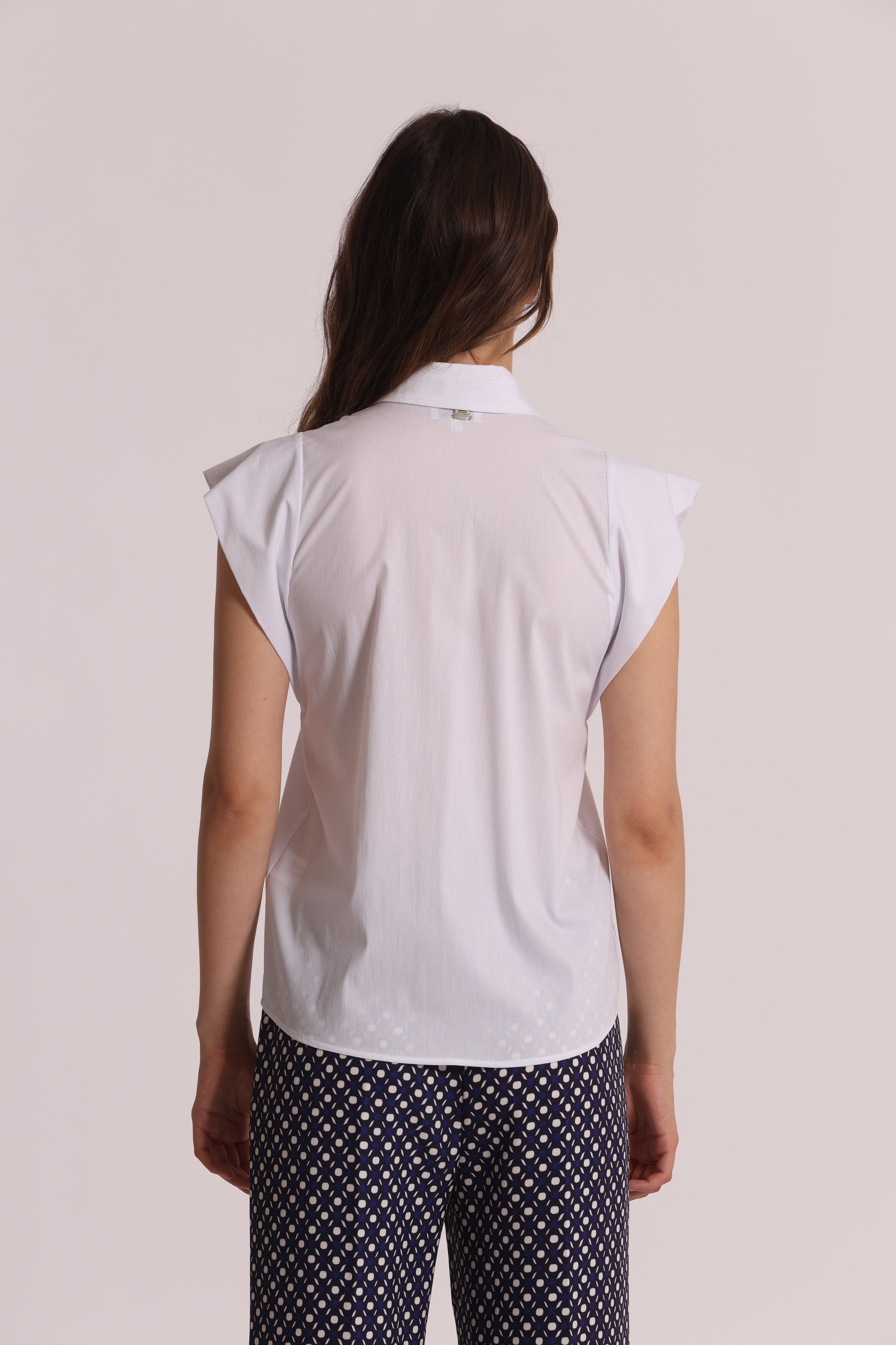 Mimi Mua Camicia in Cotone con Manica Aletta bianca