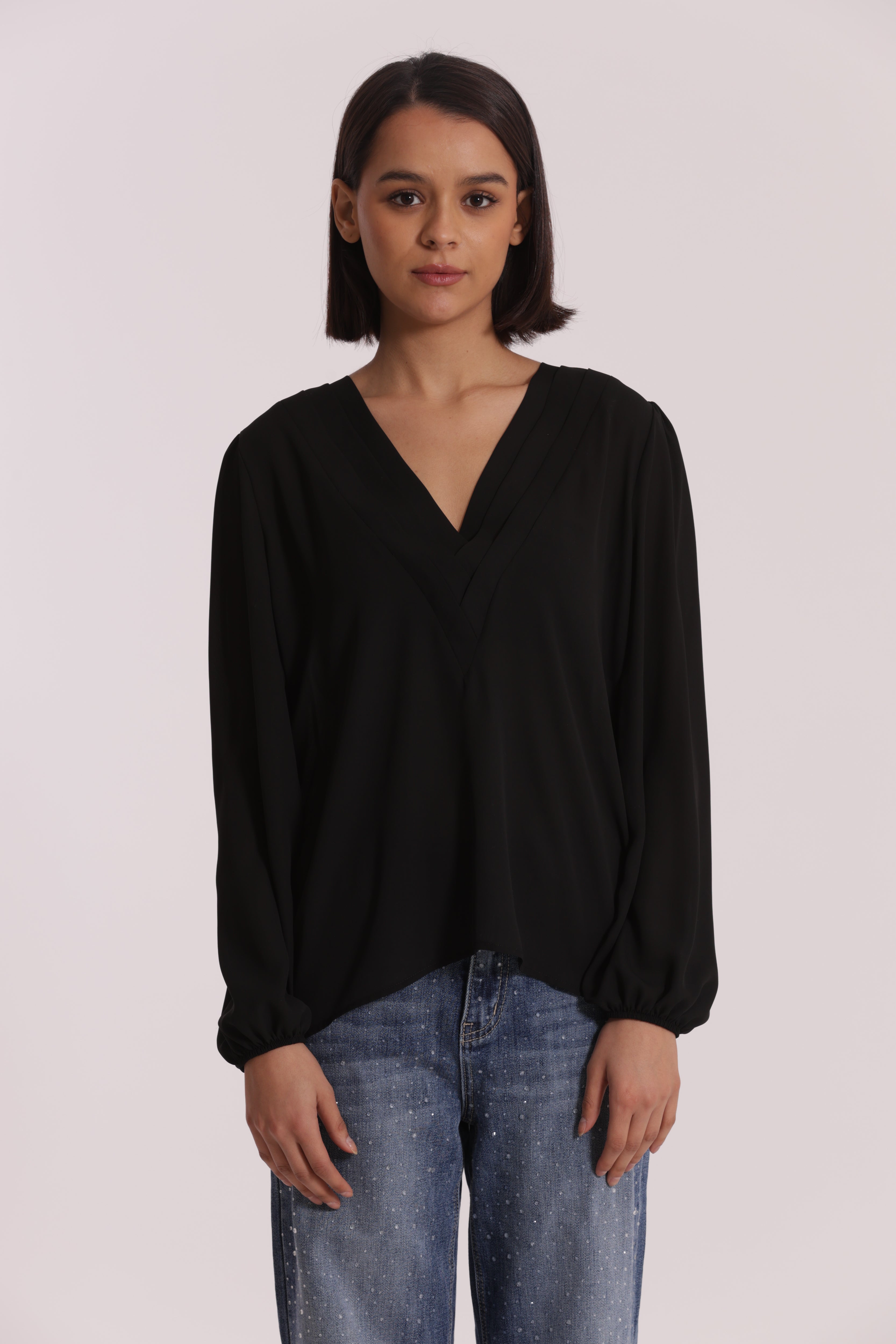 Mimi Mua Blusa Scollo a V Dettaglio Collo blusa