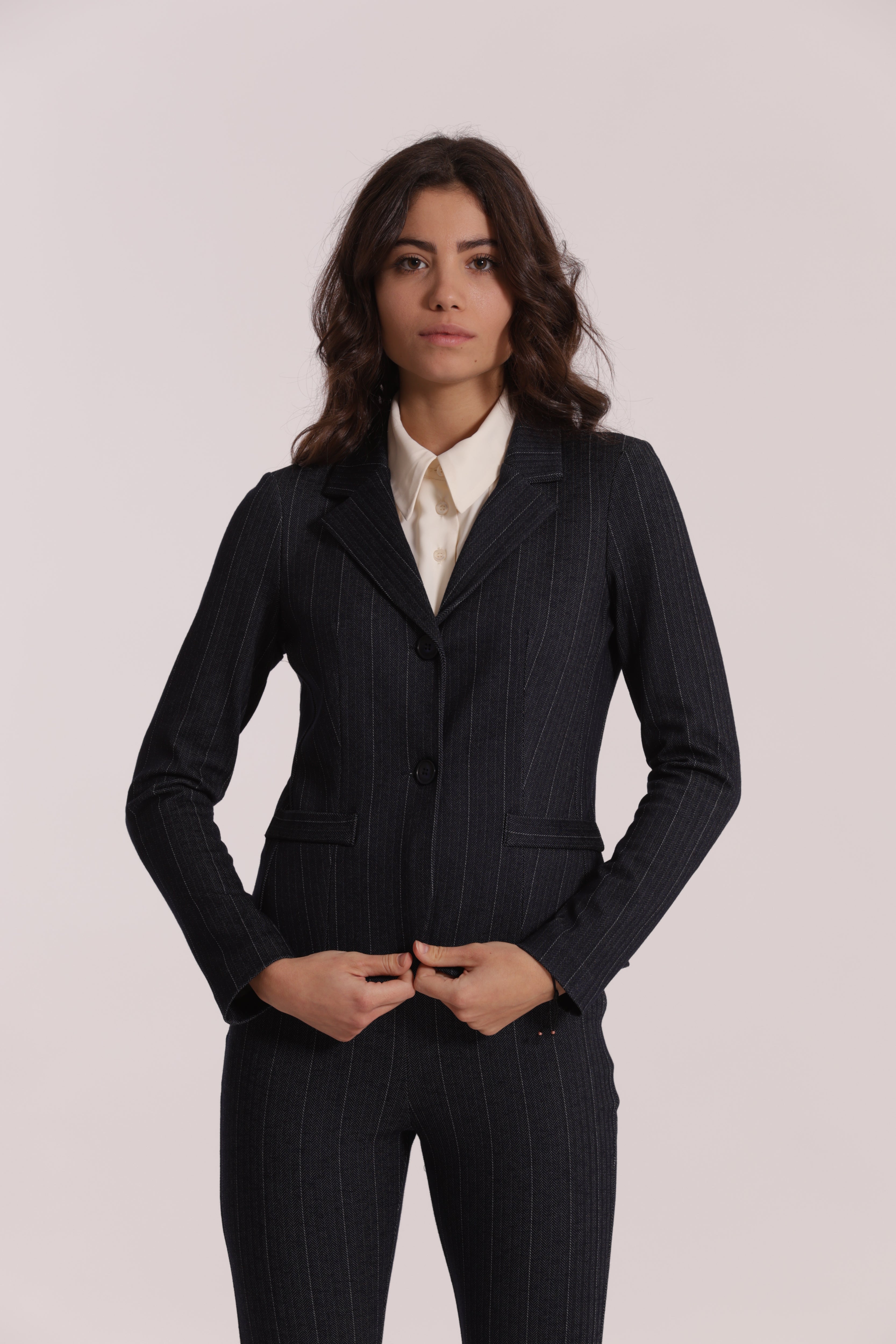 Mimi Mua Giacca Corta Punto Milano Jeans Blu
