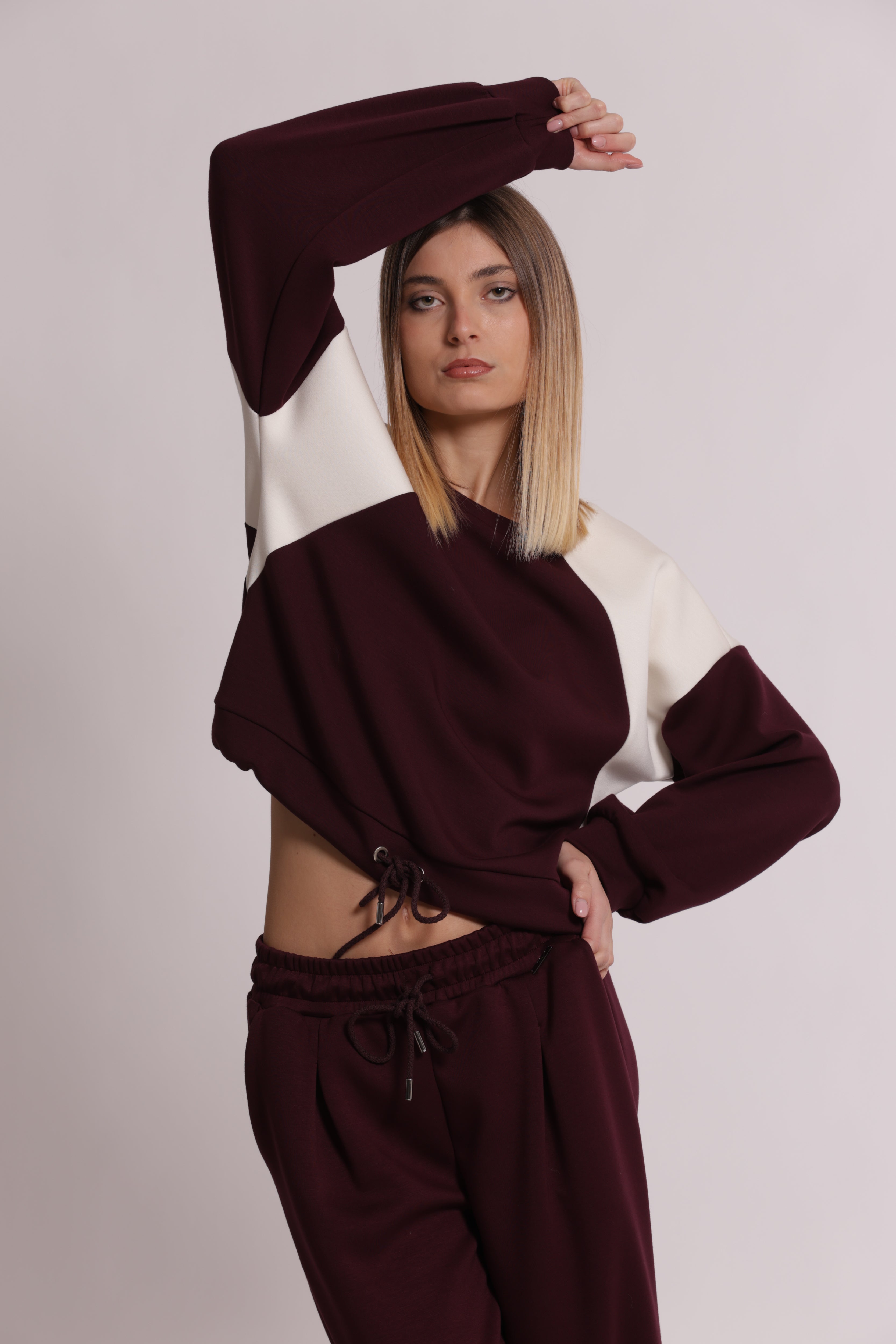 Mimi Mua felpa bicolor coulisse verde till leggera
