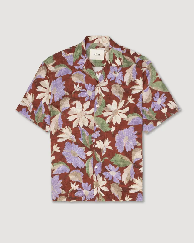Altea Bart camicia bordeaux mussola manica corta