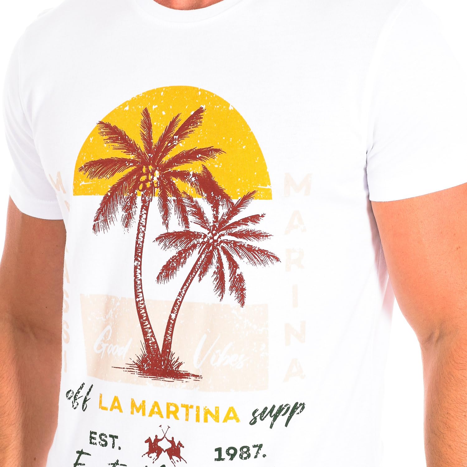 La Martina TMR323-JS354 T-shirt uomo bianca cotone