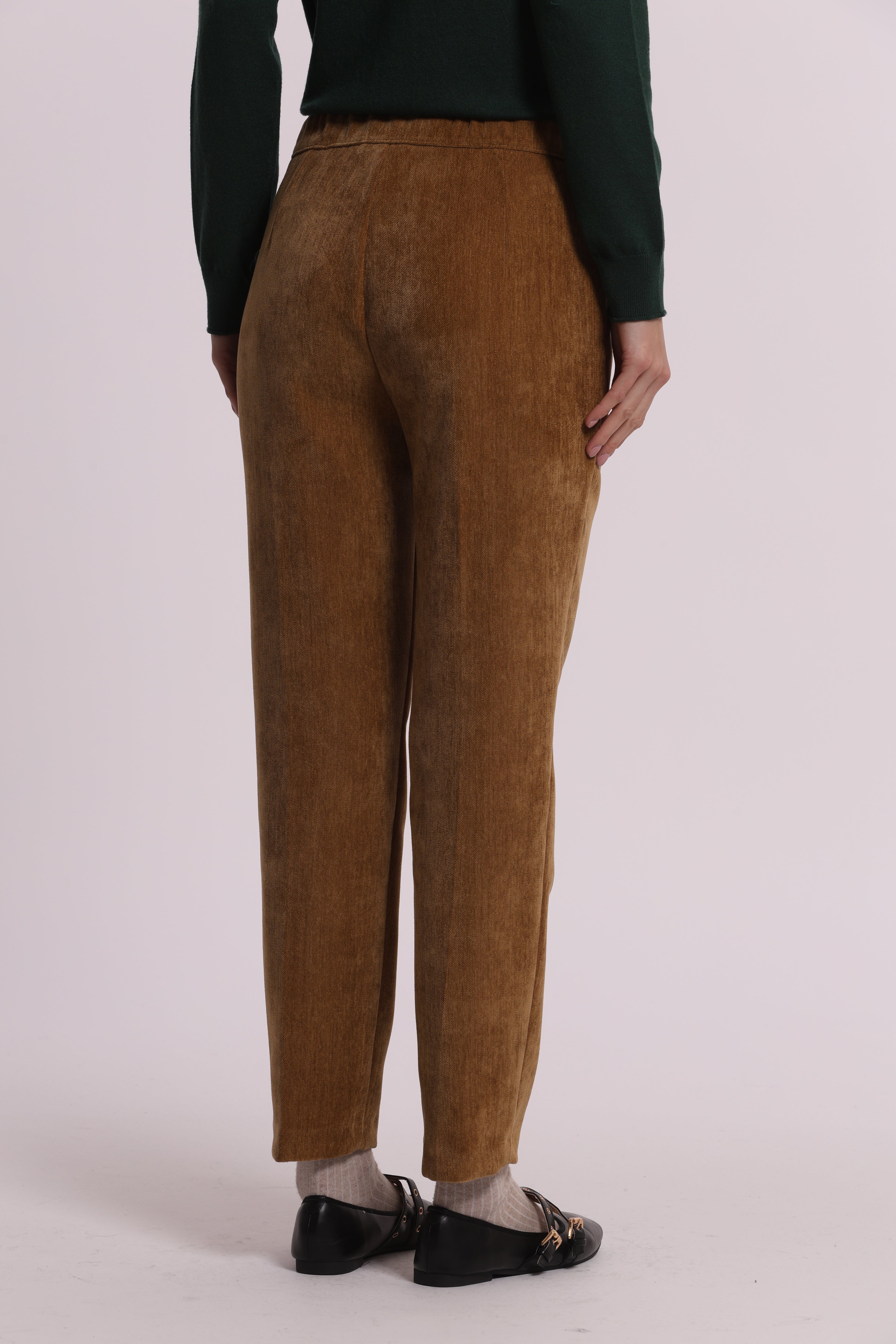 Mimi Mua Pantalone sigaretta in velluto senape