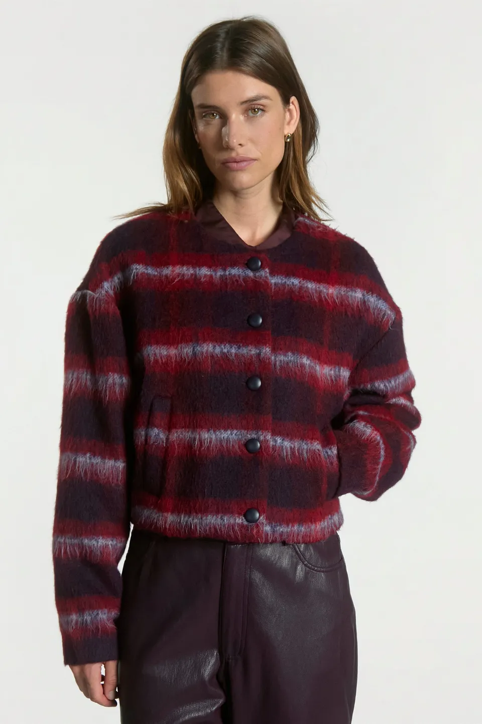 Aaiko Marais giacca bordeaux fantasia quadri
