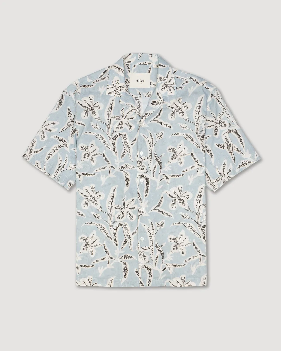 Altea Bart camicia azzurra mussola manica corta