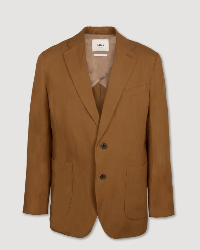 Altea Aston blazer in lino cuoio con fodera