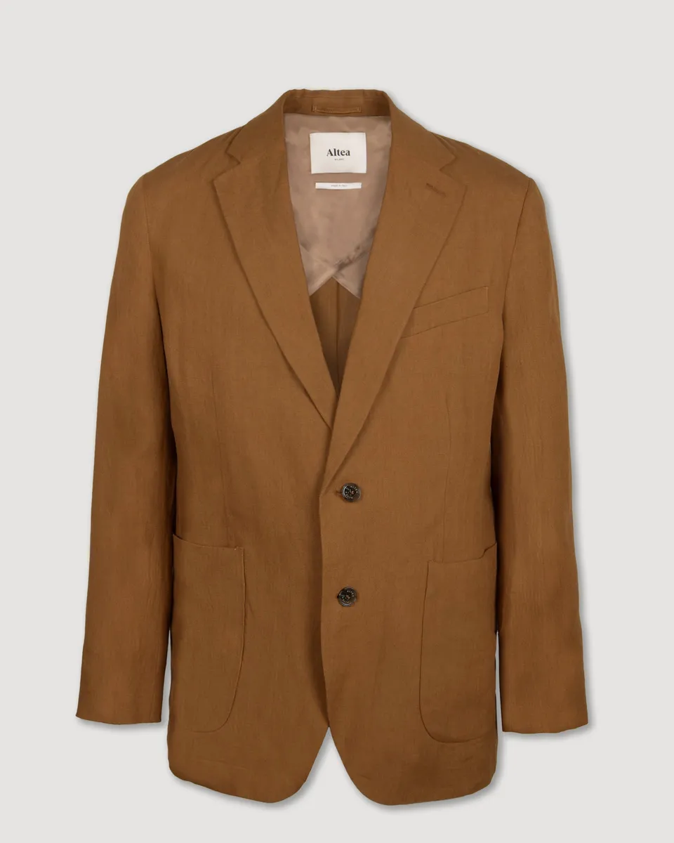 Altea Aston blazer in lino cuoio con fodera