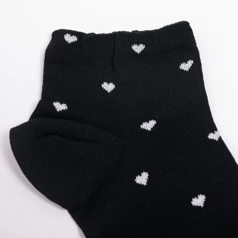 Mimi Mua Cuori Nero Bianco Calzini in Cotone