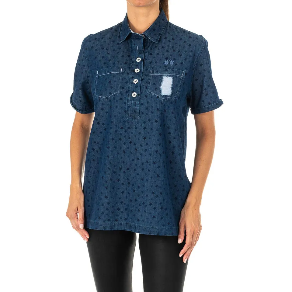 La Martina LWC007 camicia donna S manica corta revers