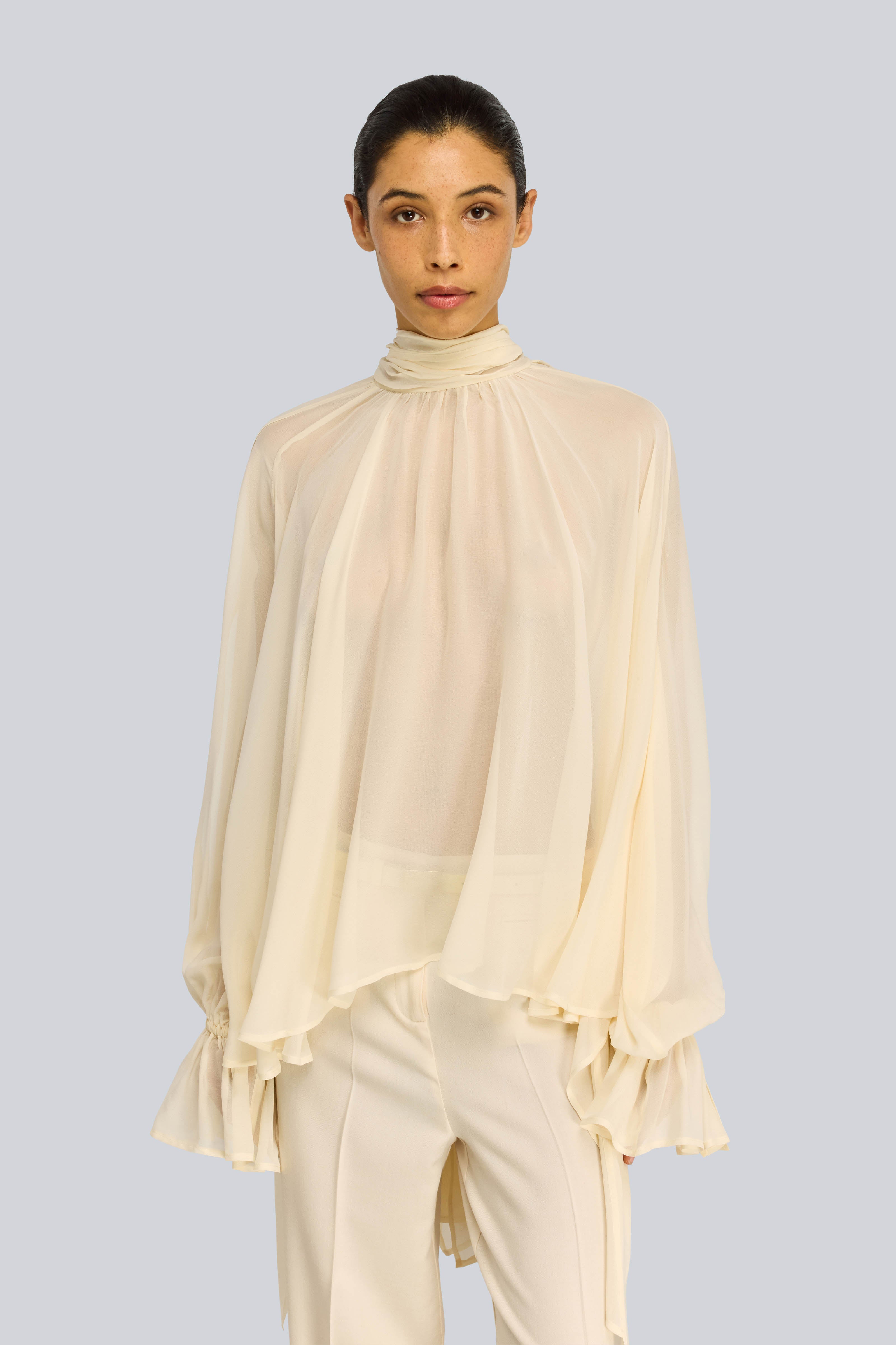 Semicouture Renie blusa georgette burro foulard
