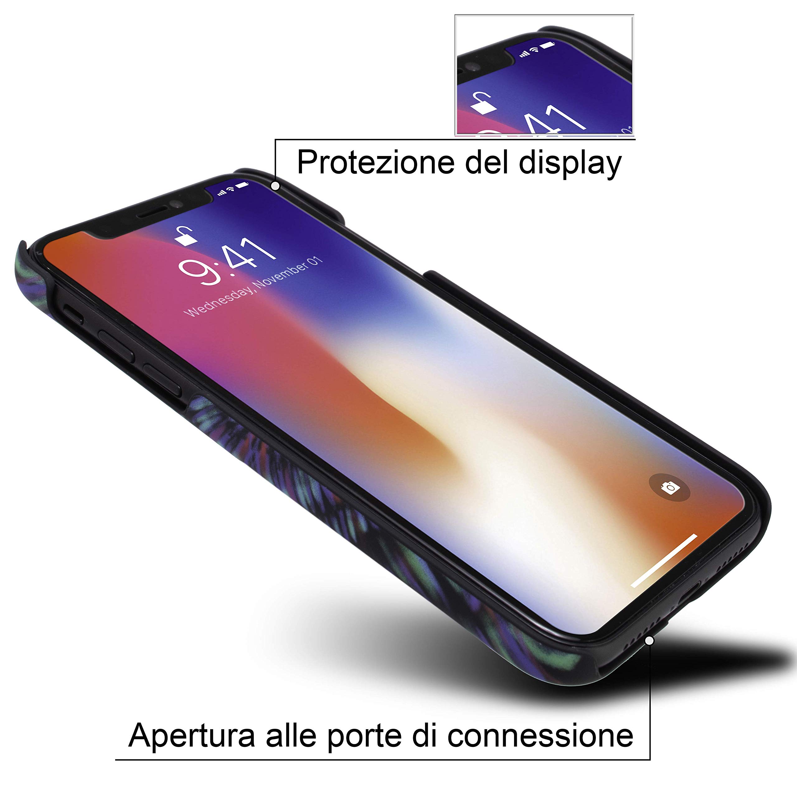Marcelo Burlon iPhone XR custodia soft touch vetro Asahi 9H