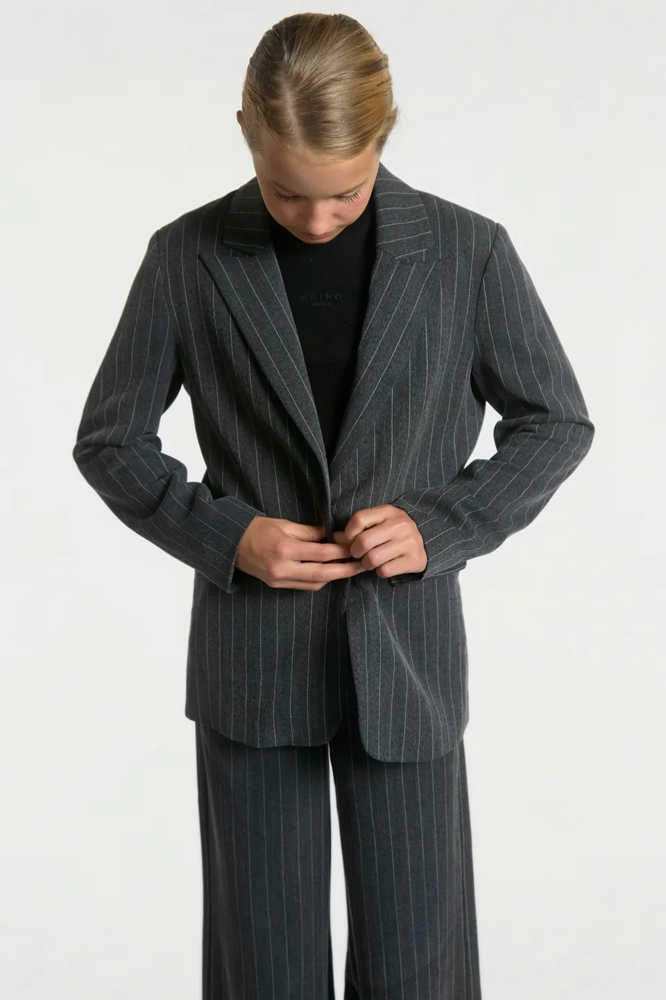 Aaiko Kendal blazer gessato grigio antracite