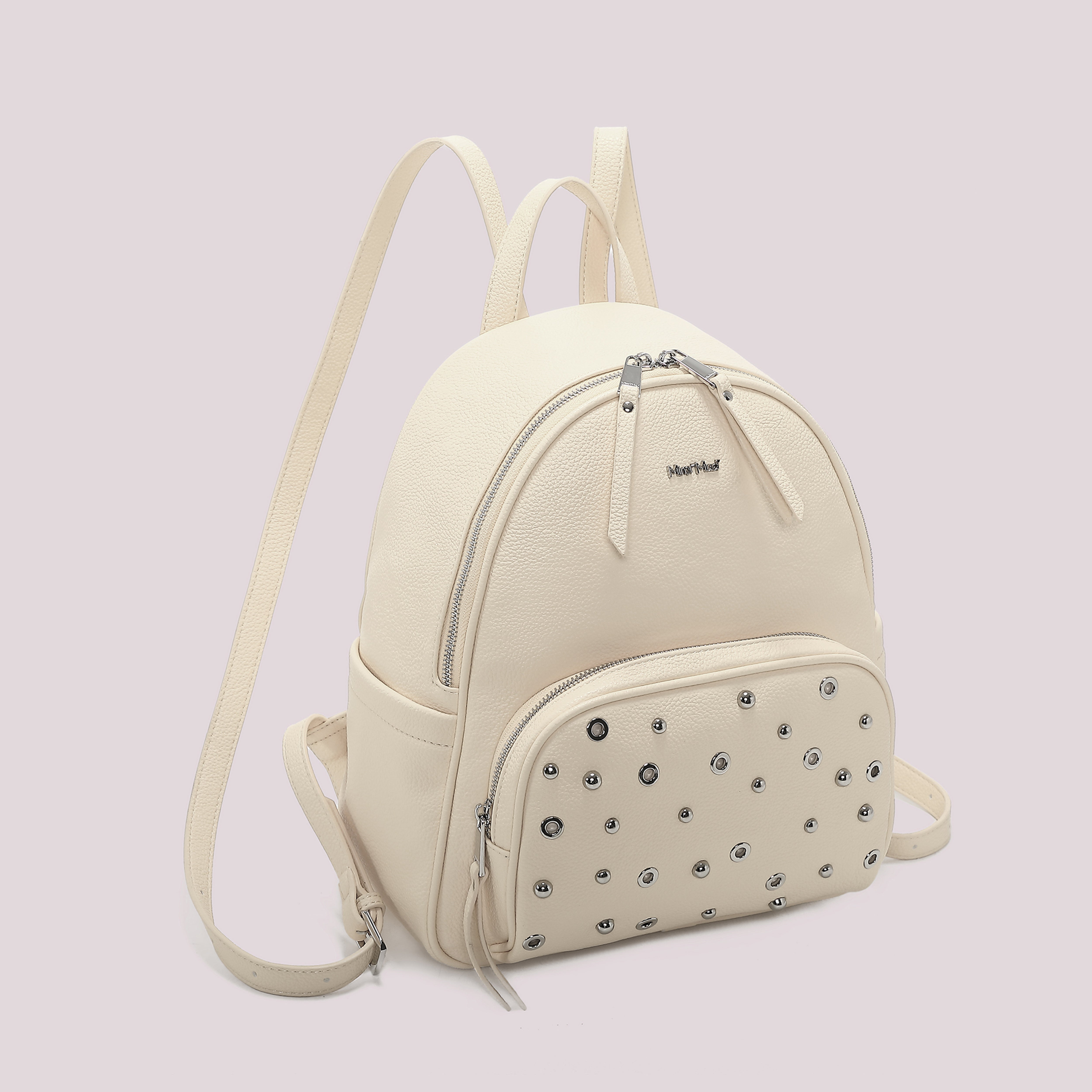 Mimi Mua Zaino Borchie Occhielli zaino ecopelle nero 33cm