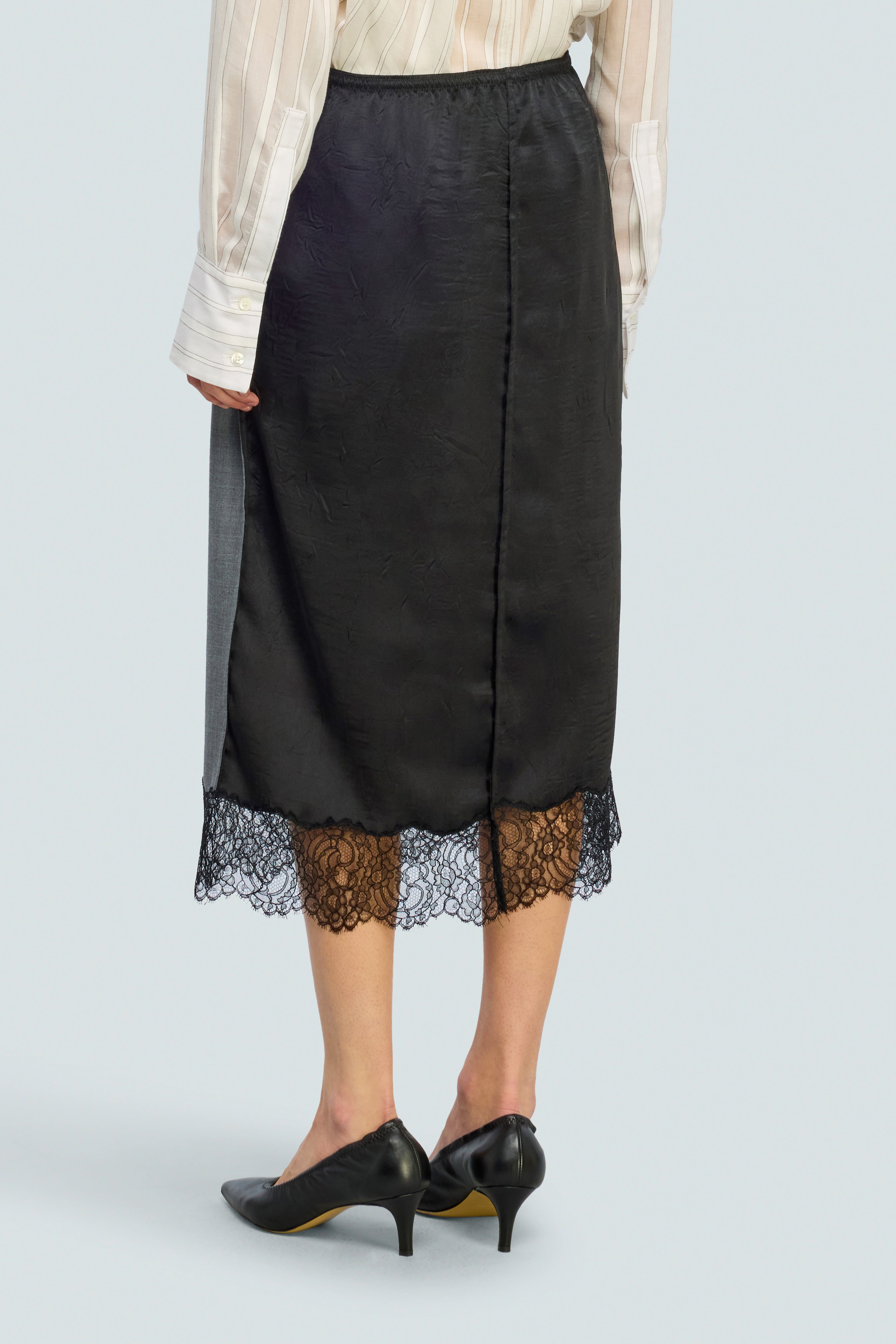 Semicouture Becka gonna midi lana grigia pizzo