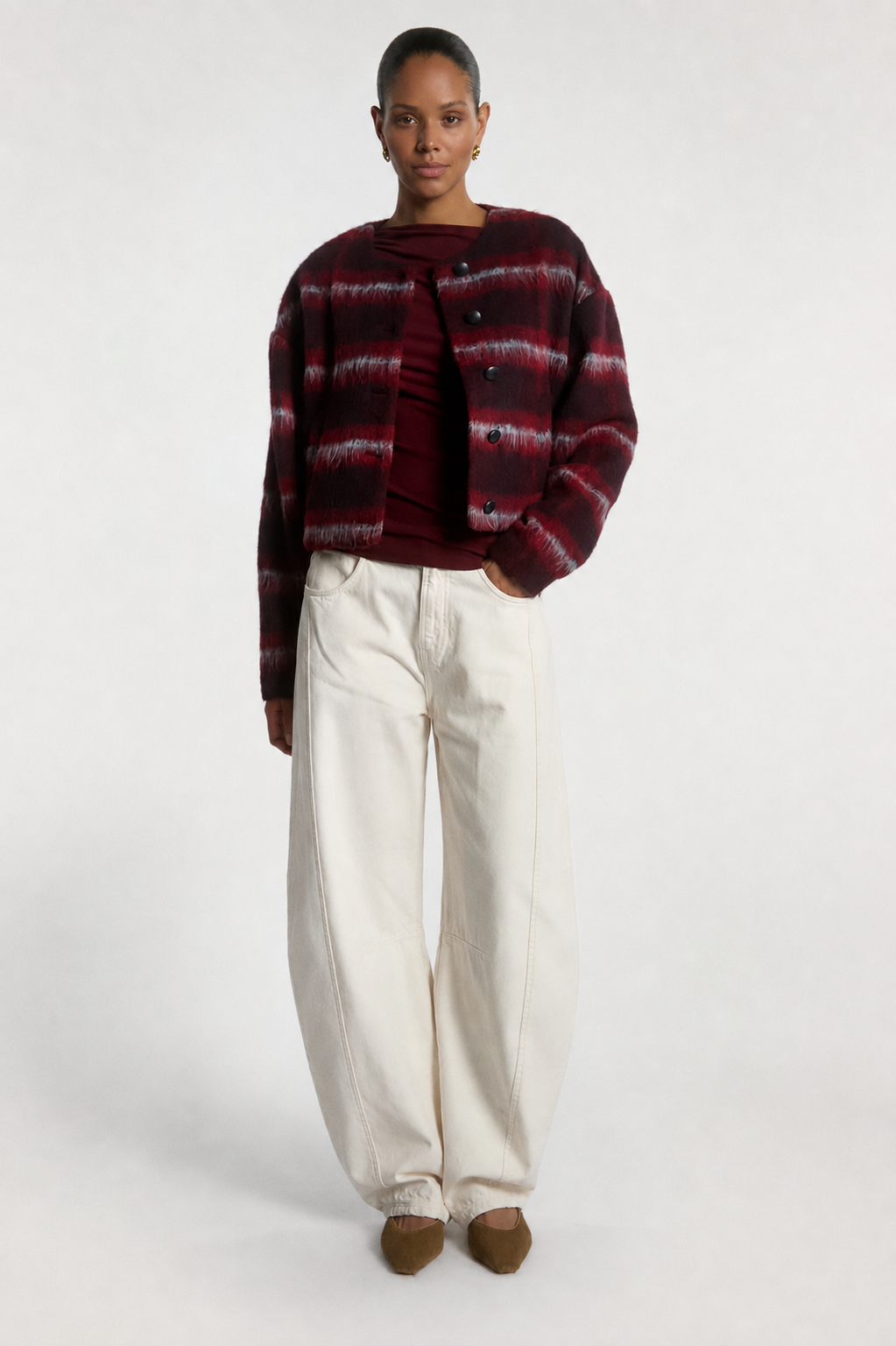 Aaiko Daley jeans cream barrel vita alta