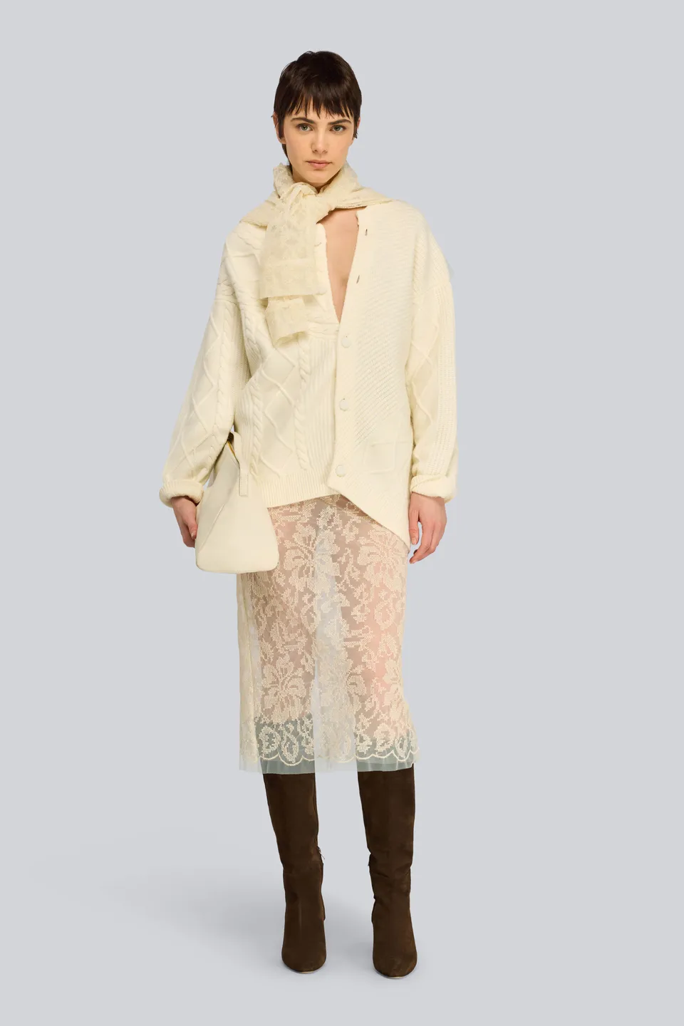 Semicouture Malvina S6WE61 cardigan burro lana over