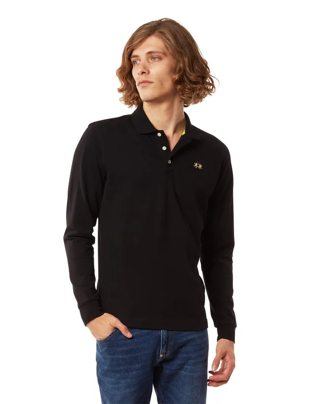 La Martina Man polo slim fit nera manica lunga L