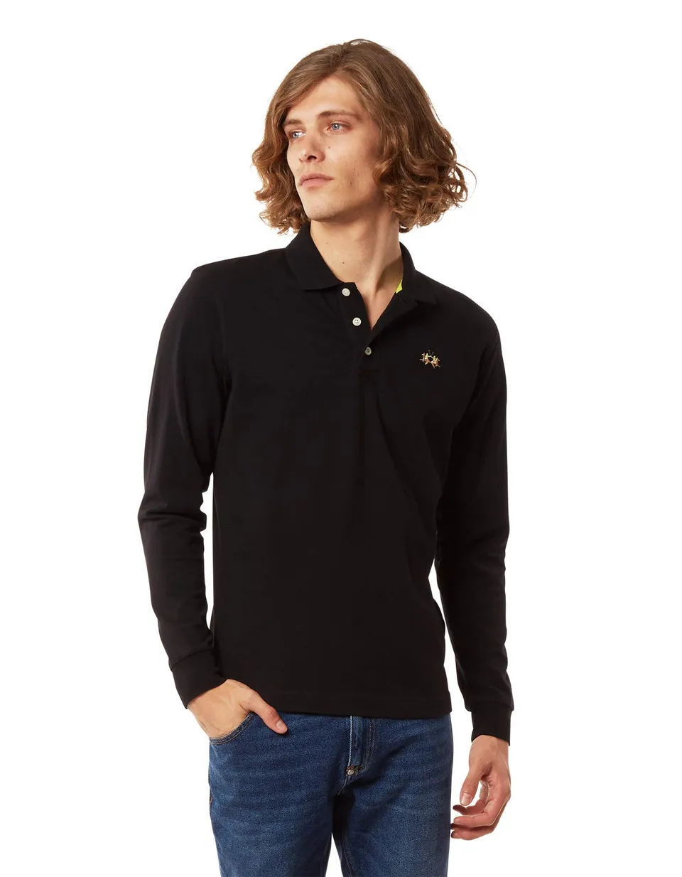 La Martina Man polo slim fit nera manica lunga L