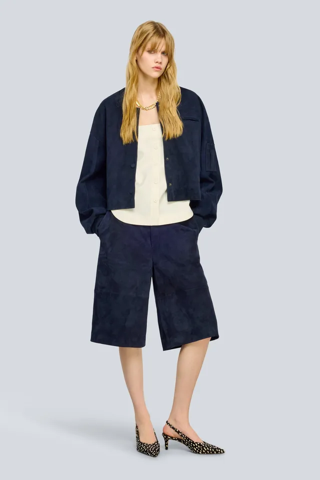 Semicouture Eva Y6WT03 bermuda blu camoscio