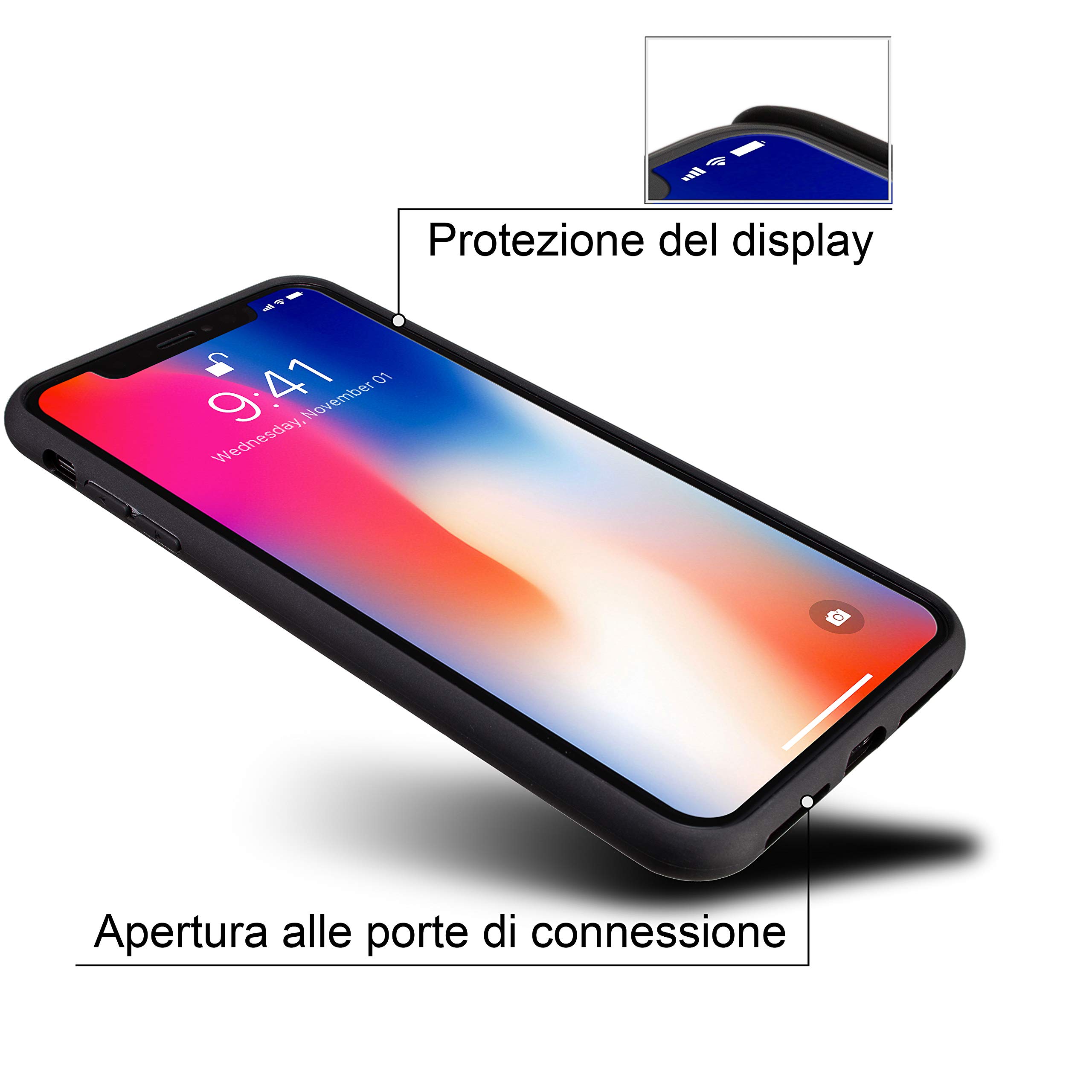 Marcelo Burlon iPhone XS/X custodia ultra protettiva vetro 9H