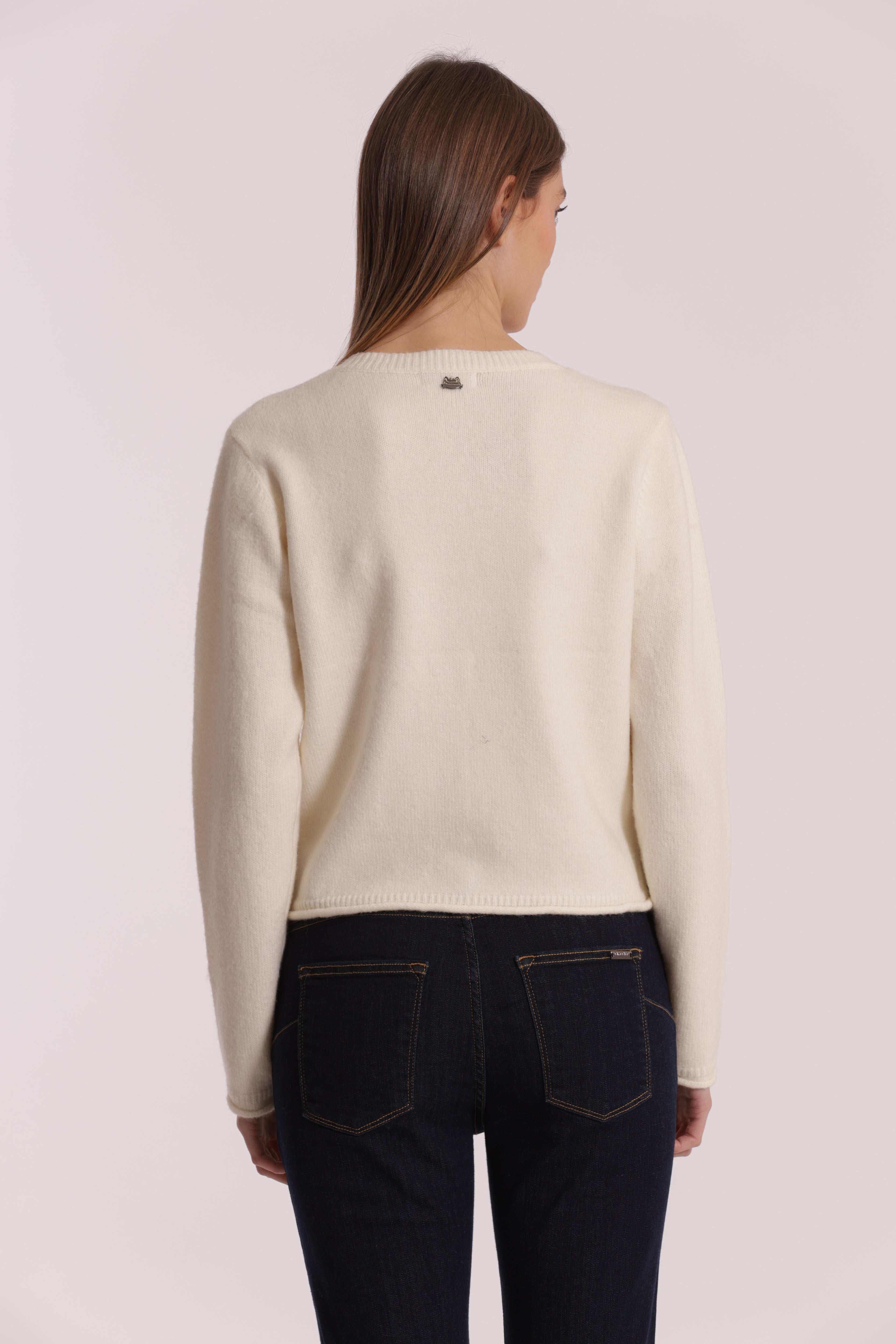 Mimi Mua cardigan maglia con taschino nero misto lana