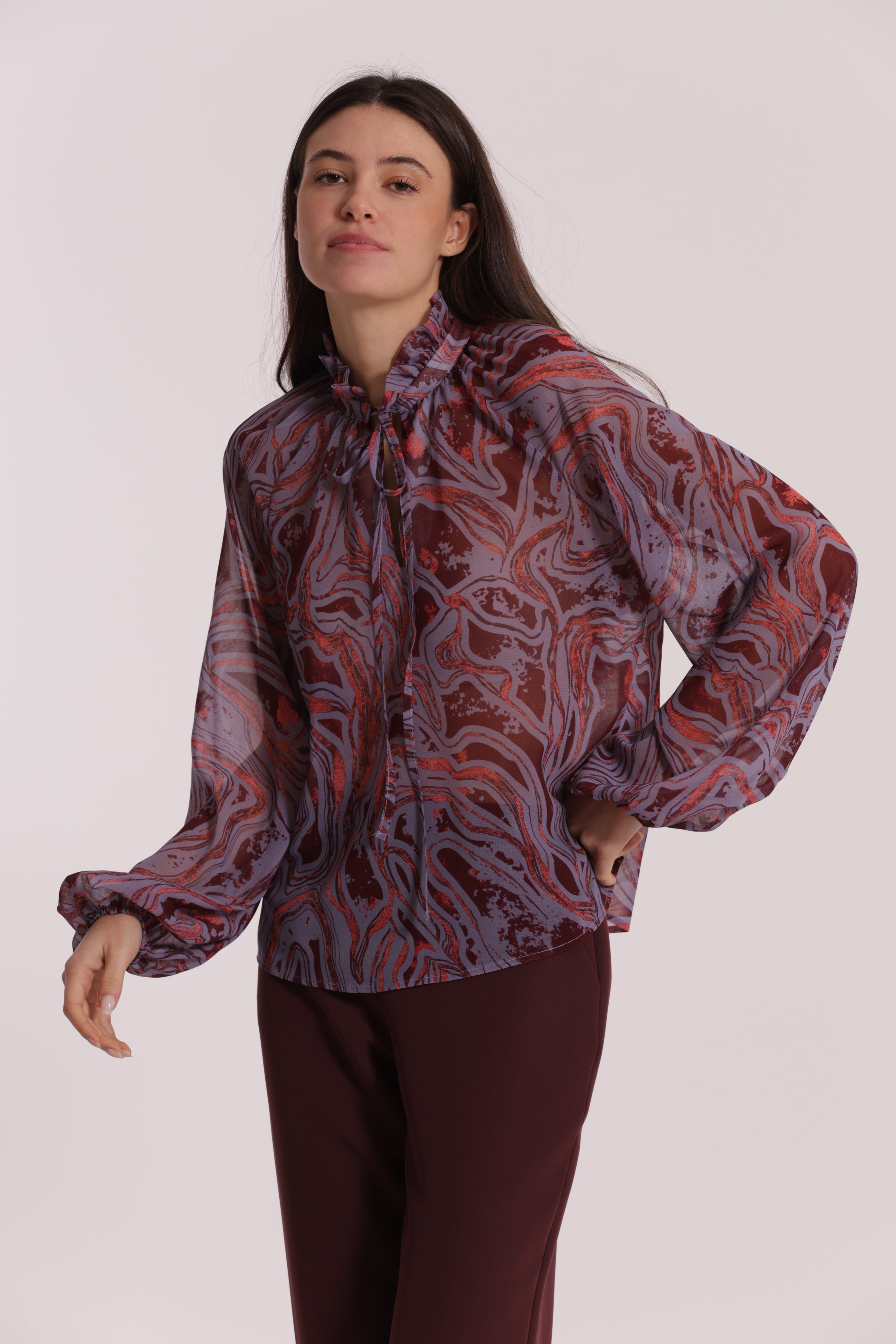 Mimi Mua Marmorea blusa malva bordeaux leggera