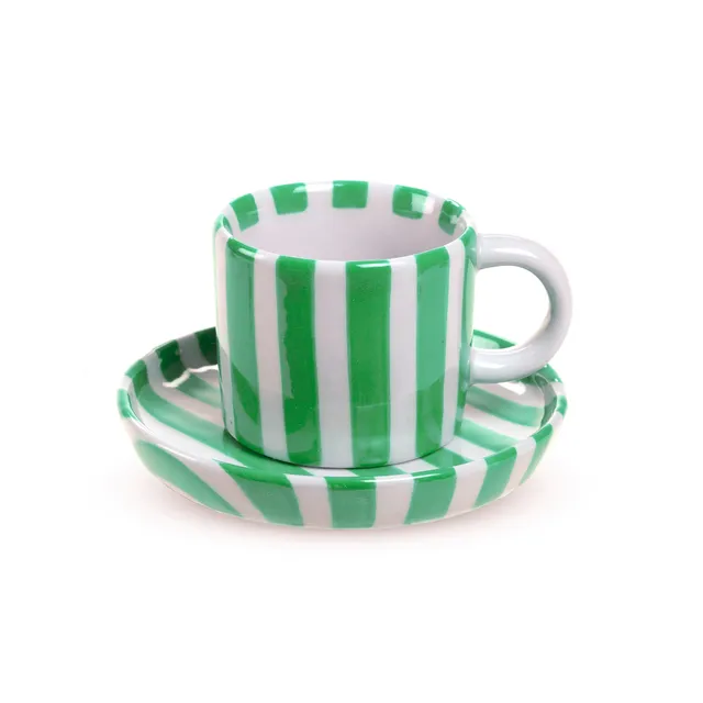 On Earth Cooperative Collection Righe tazzina caffè ceramica verde