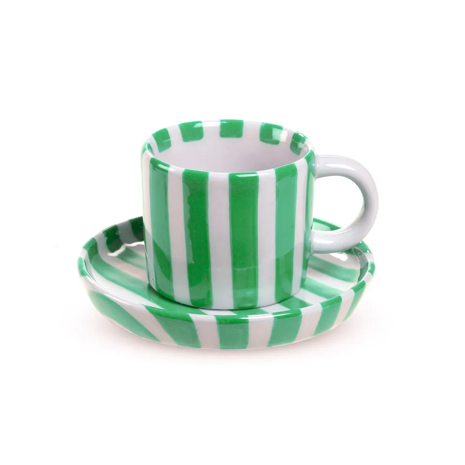 On Earth Cooperative Collection Righe tazzina caffè ceramica verde