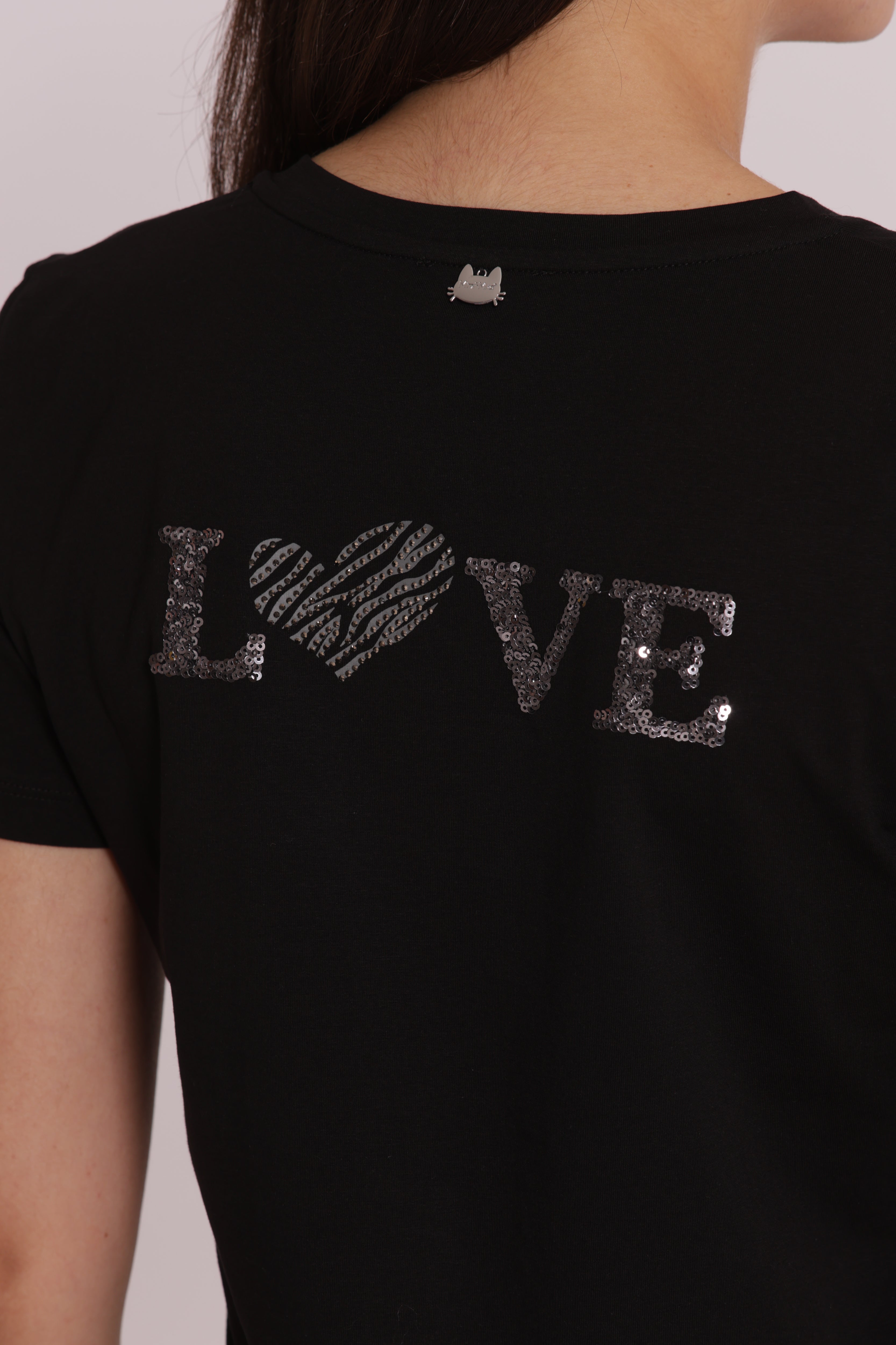 Mimi Mua t-shirt bianco taschino zebrato cotone