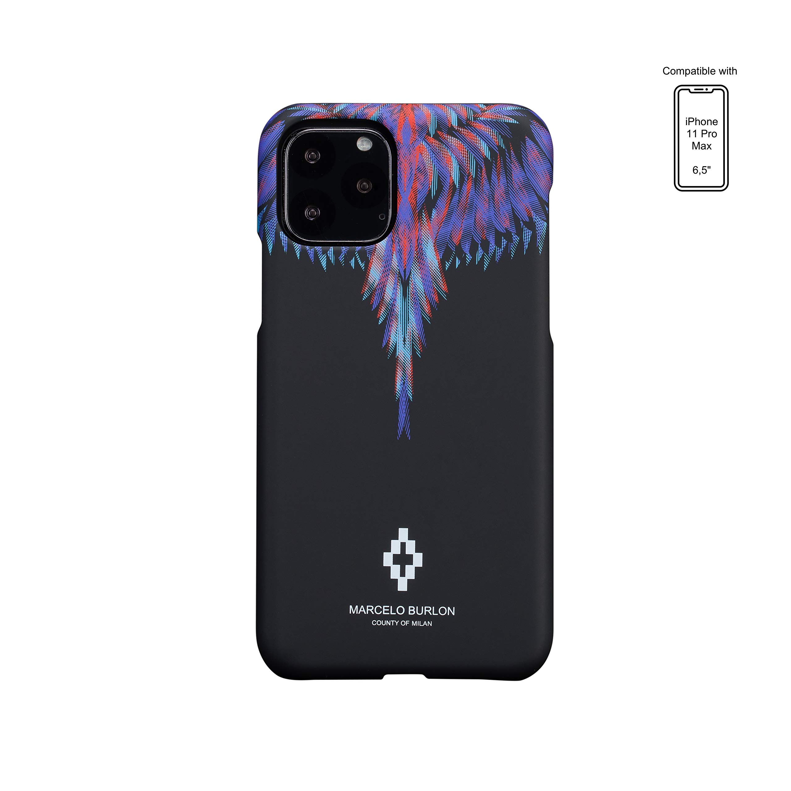 Marcelo Burlon County of Milan custodia iPhone 11 Pro Max piume + vetro