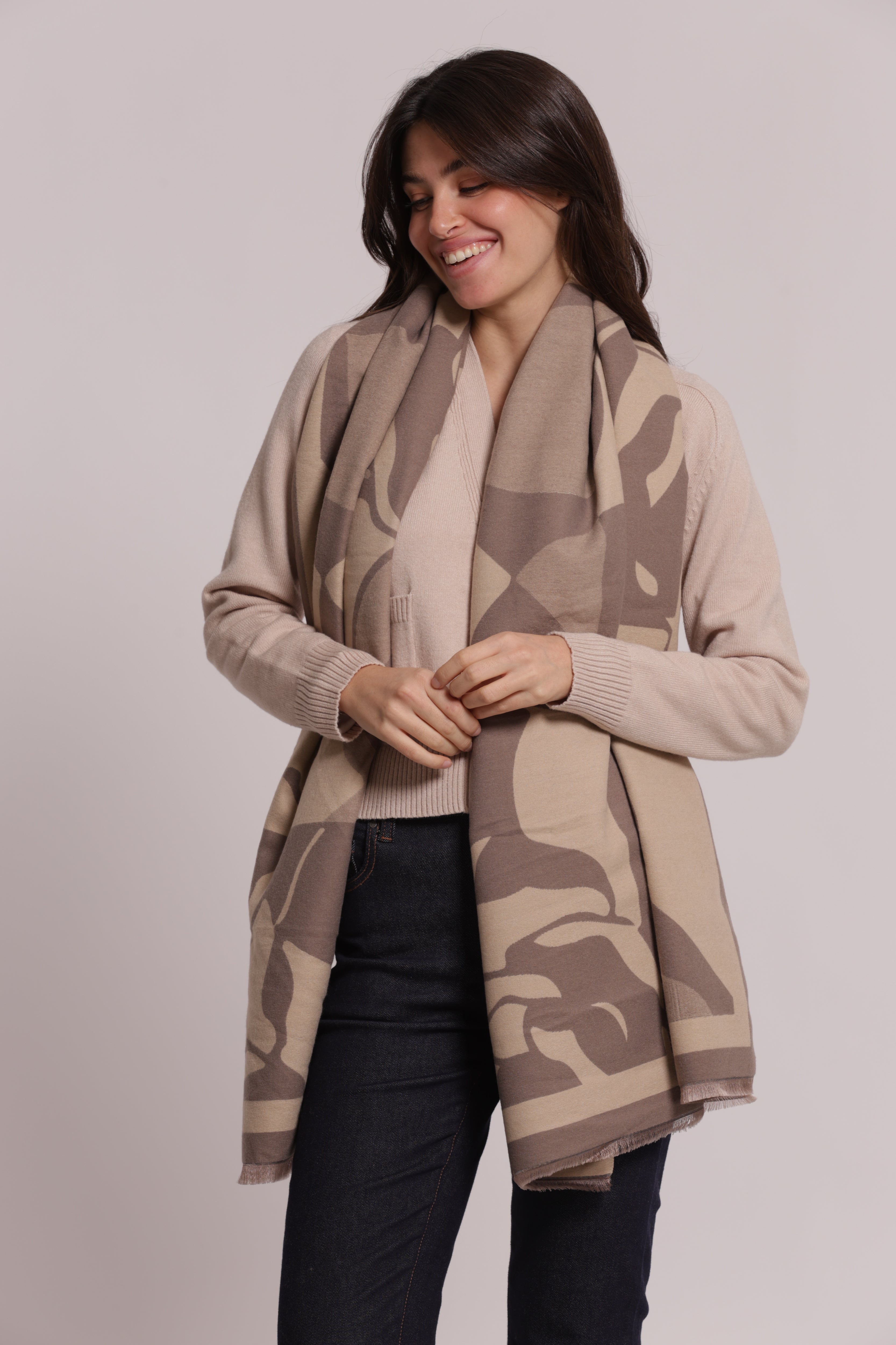 Mimi Mua Sciarpa Rose Stilizzate Bordeaux