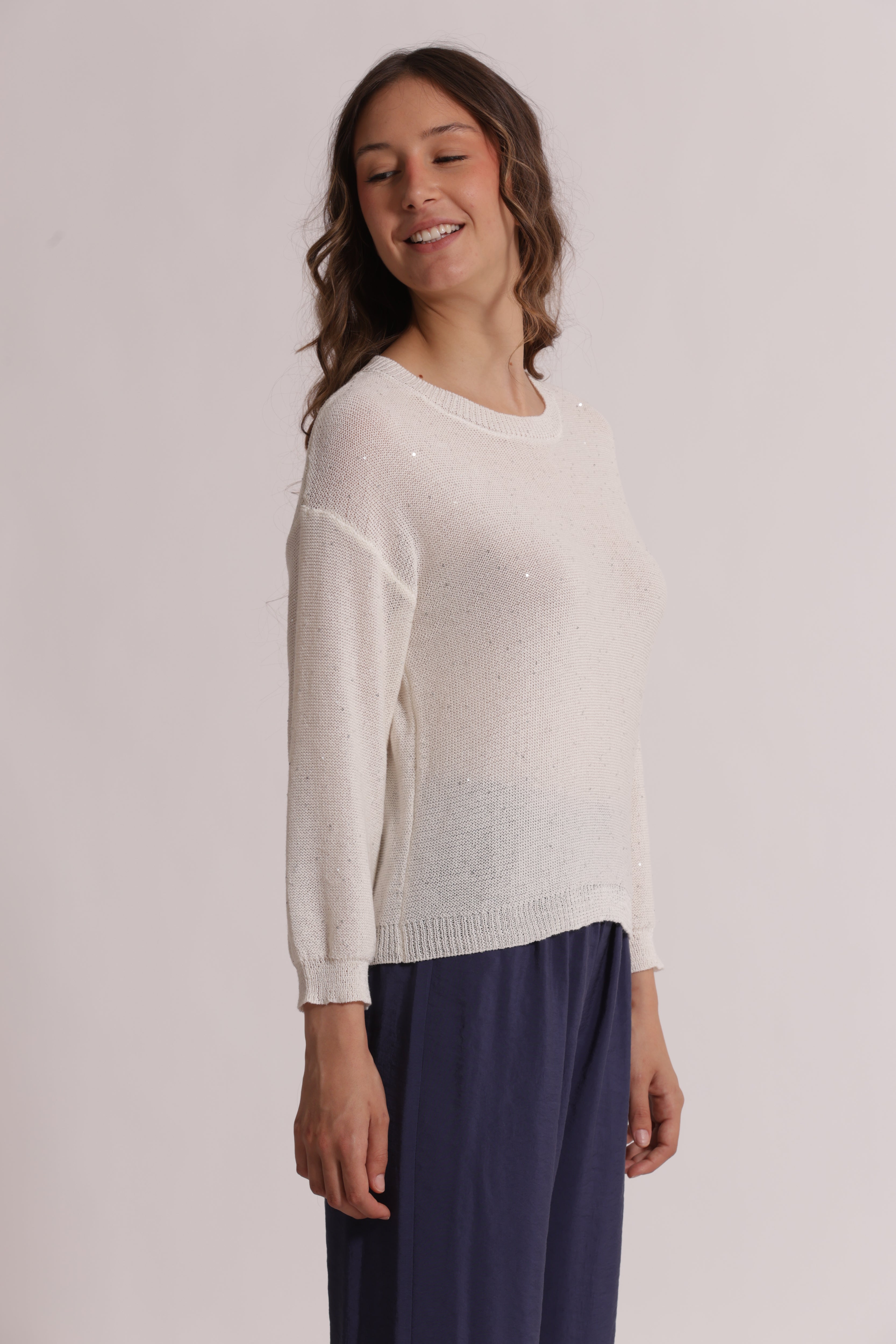 Mimi Mua Maglia Trasparente Paillettes Maglia Sera