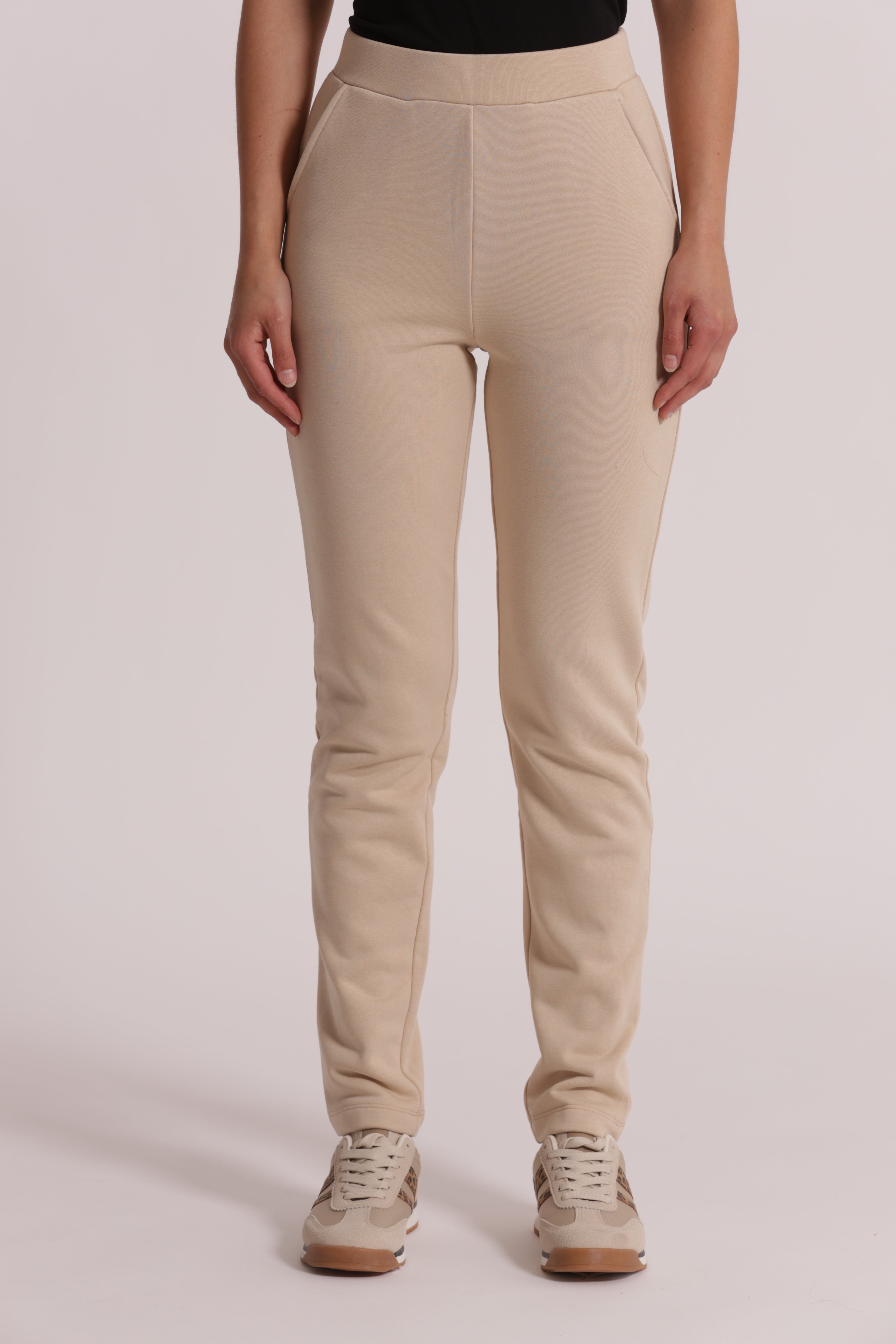 Mimi Mua Pantaloni Tuta Elastico Vita Beige Cotone