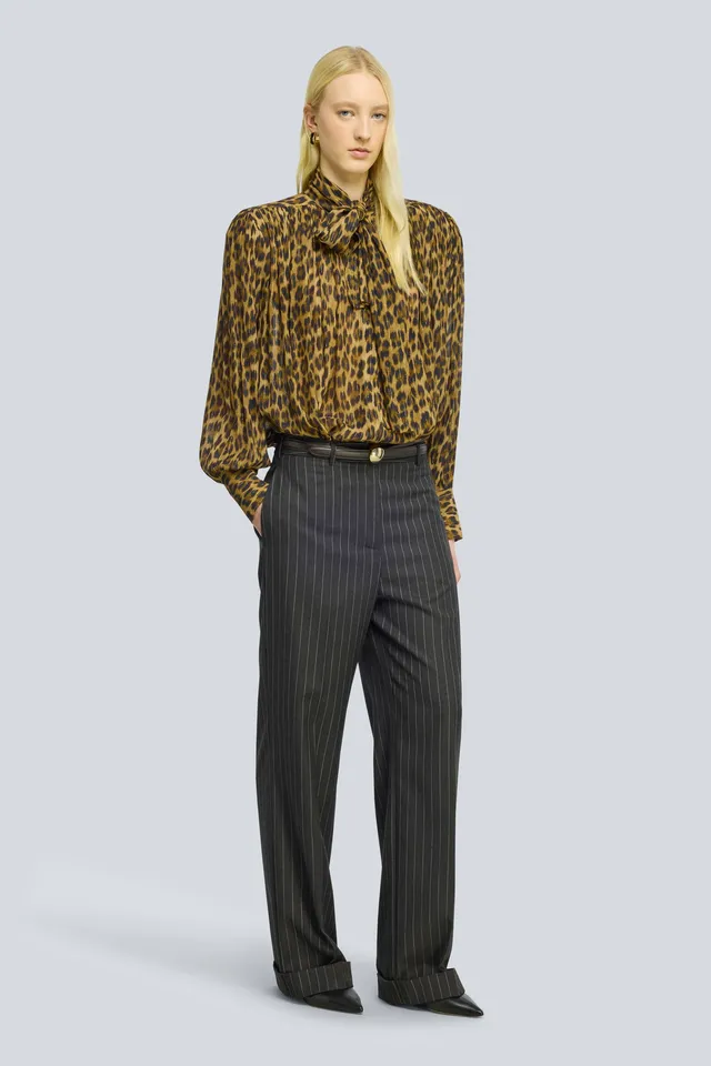 Semicouture Lola pantalone lana gessato grigio