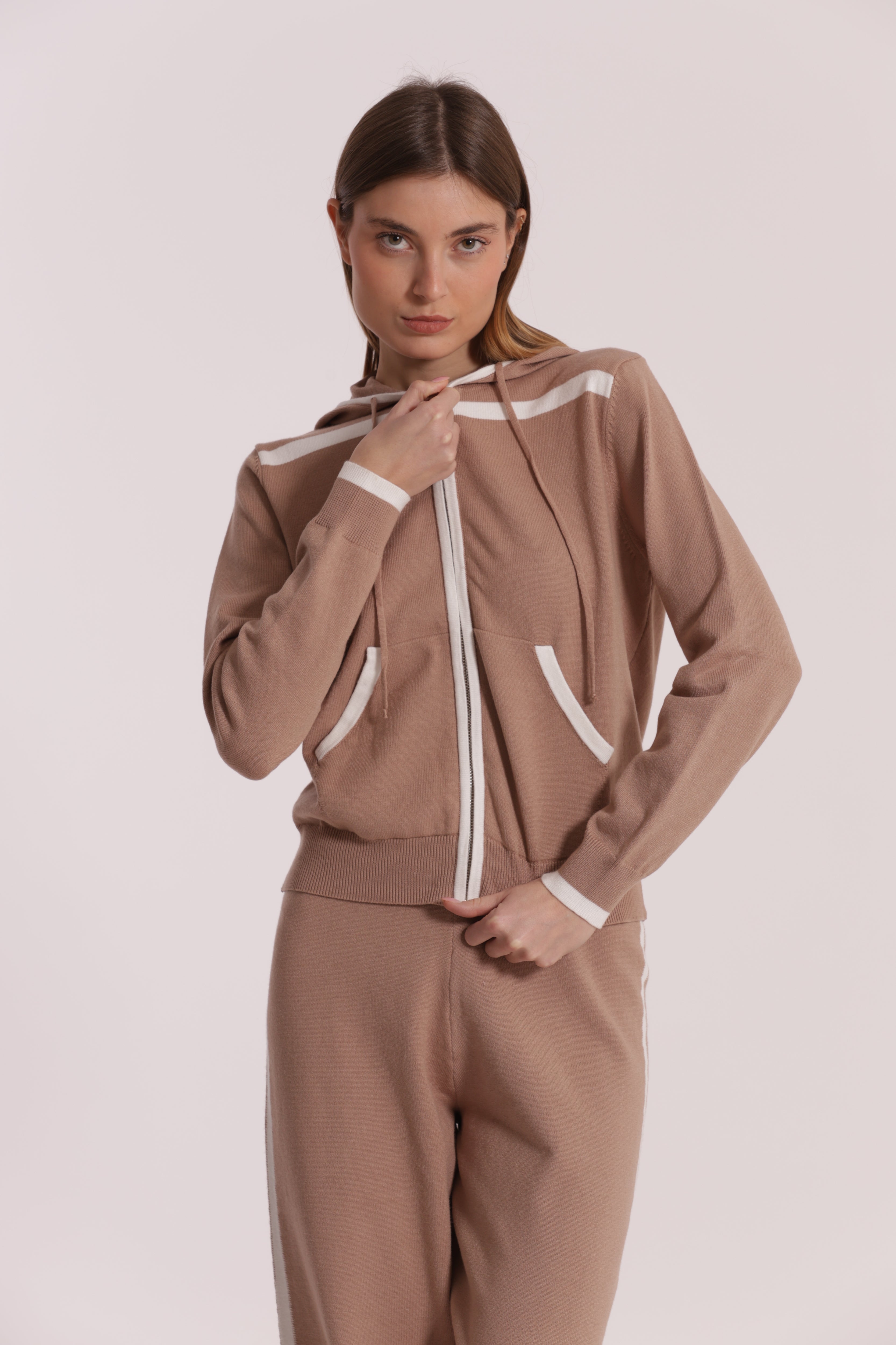 Mimi Mua Felpa in Maglia Bicolor Grigio Blu
