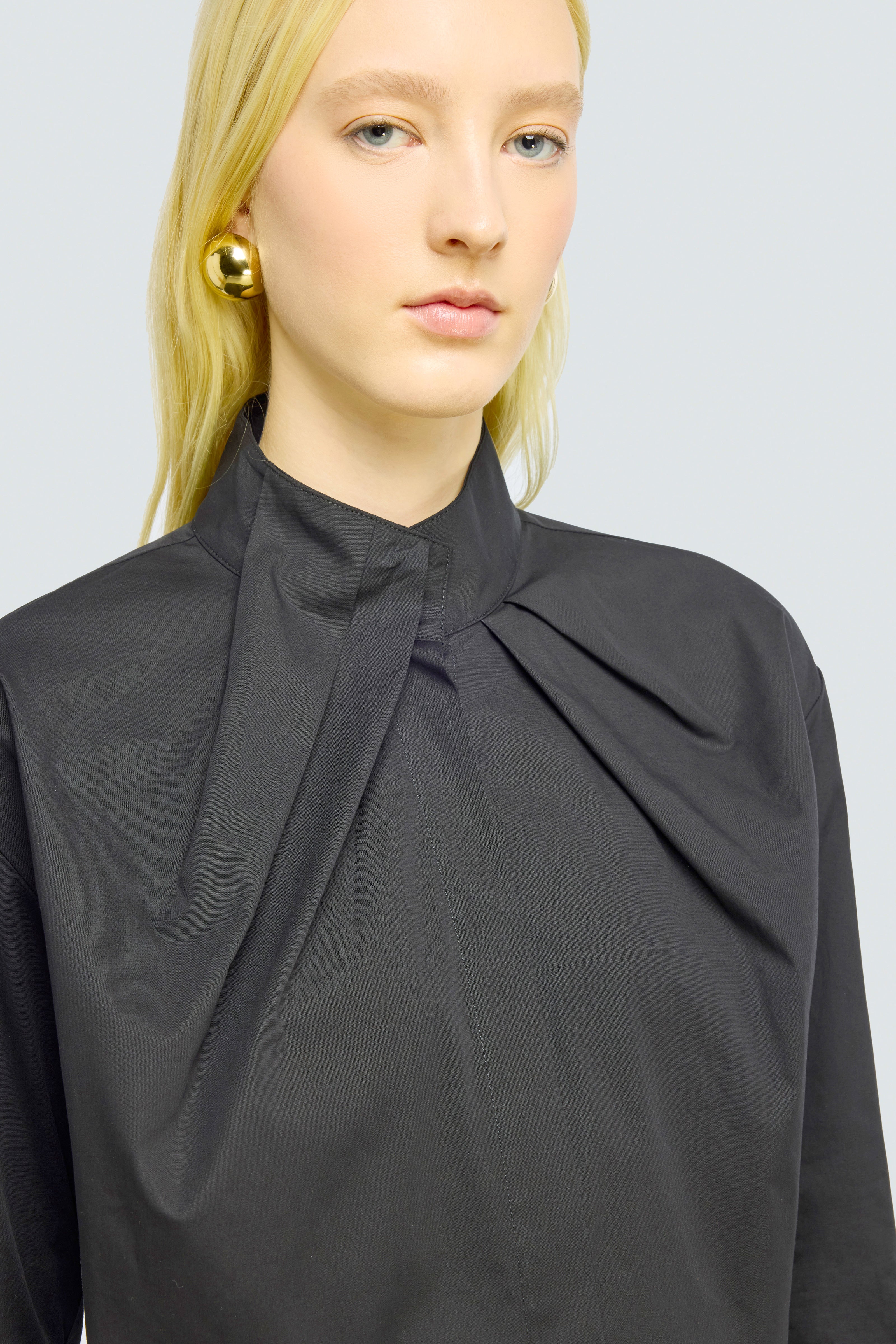 Semicouture Dalya blusa popline nera nodo collo