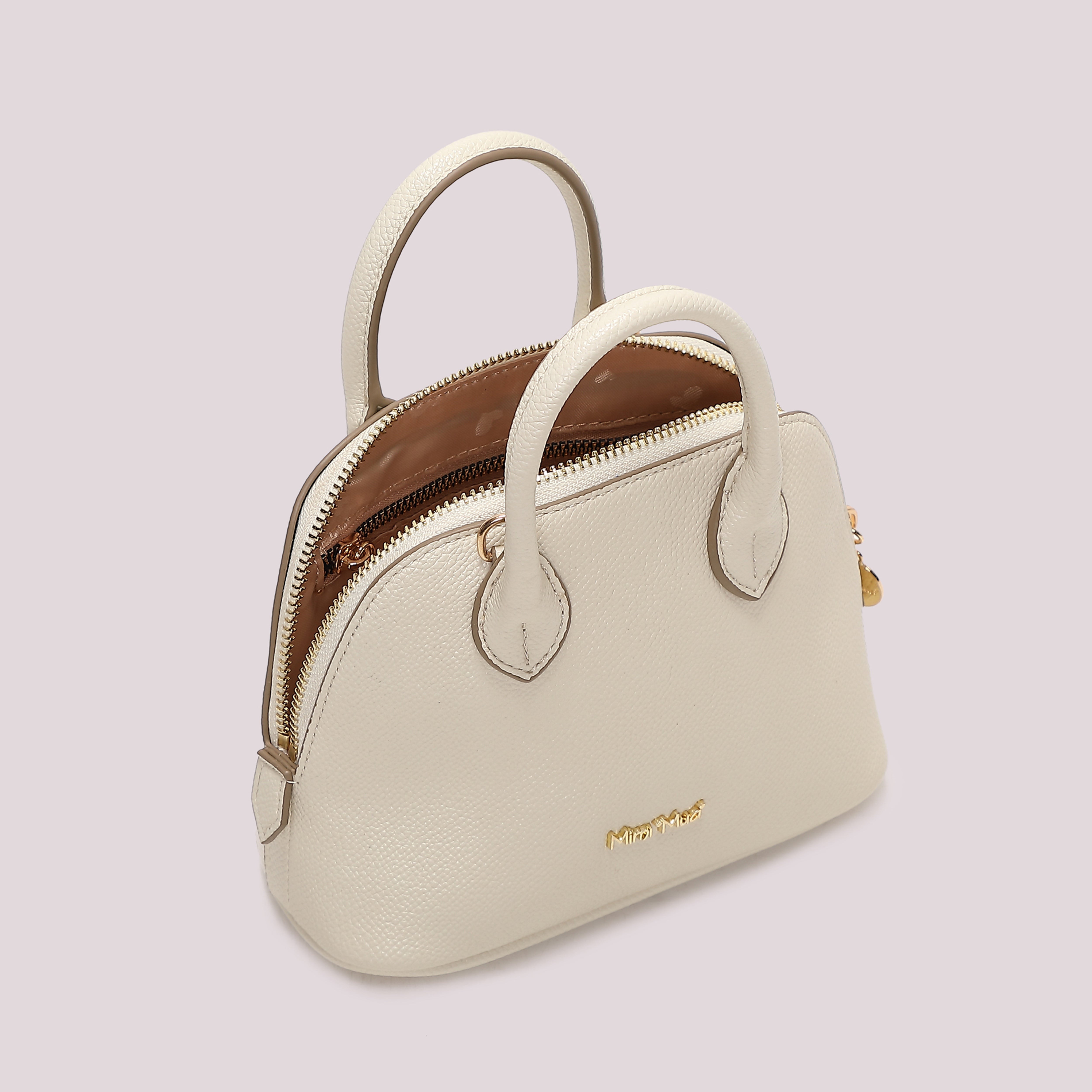 Mimi Mua Borsa Piccola a Tracolla con Manici Panna Ecopelle