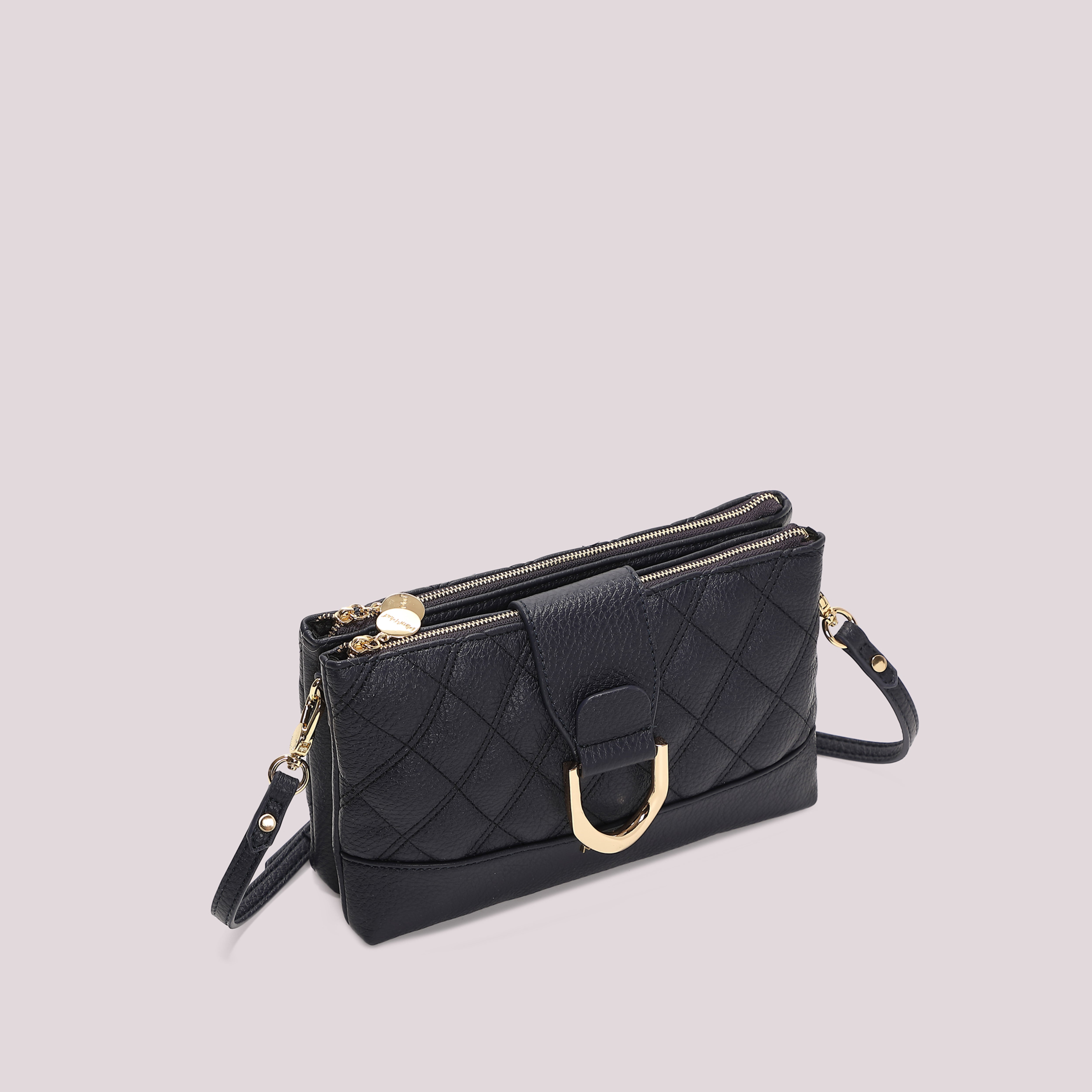 Mimi Mua Borsa Tracolla Trapuntata Base Liscia Nero Ecopelle