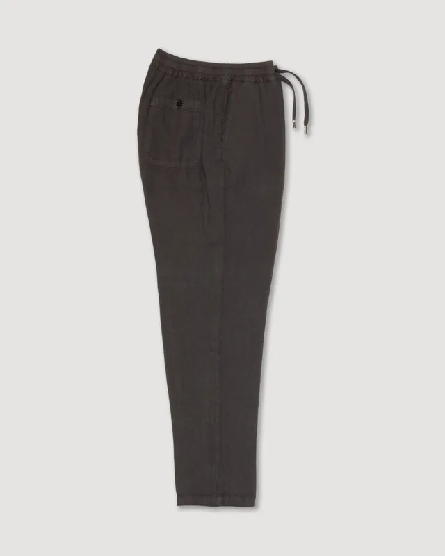 Altea Mattia pantalone lino moro coulisse ampio