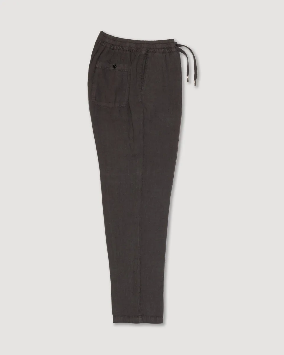 Altea Mattia pantalone lino moro coulisse ampio