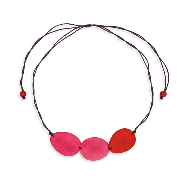 On Earth Carambola collana tagua rossa 65 cm regolabile