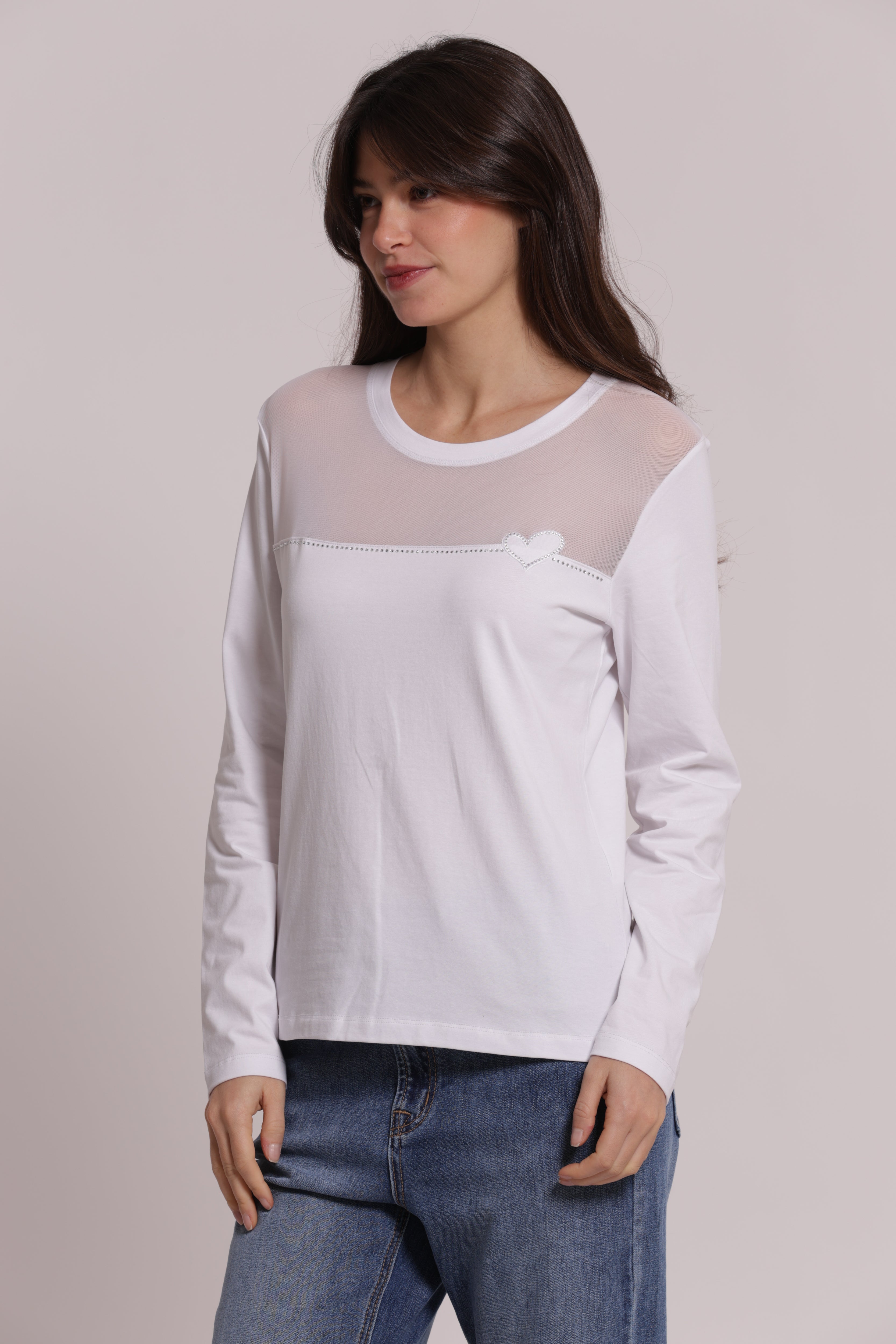 Mimi Mua t-shirt maniche lunghe trasparenza nera