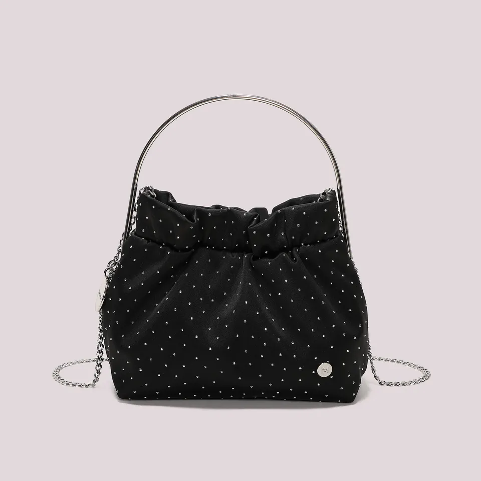 Mimi Mua Borsa Tessuto Strass Nero