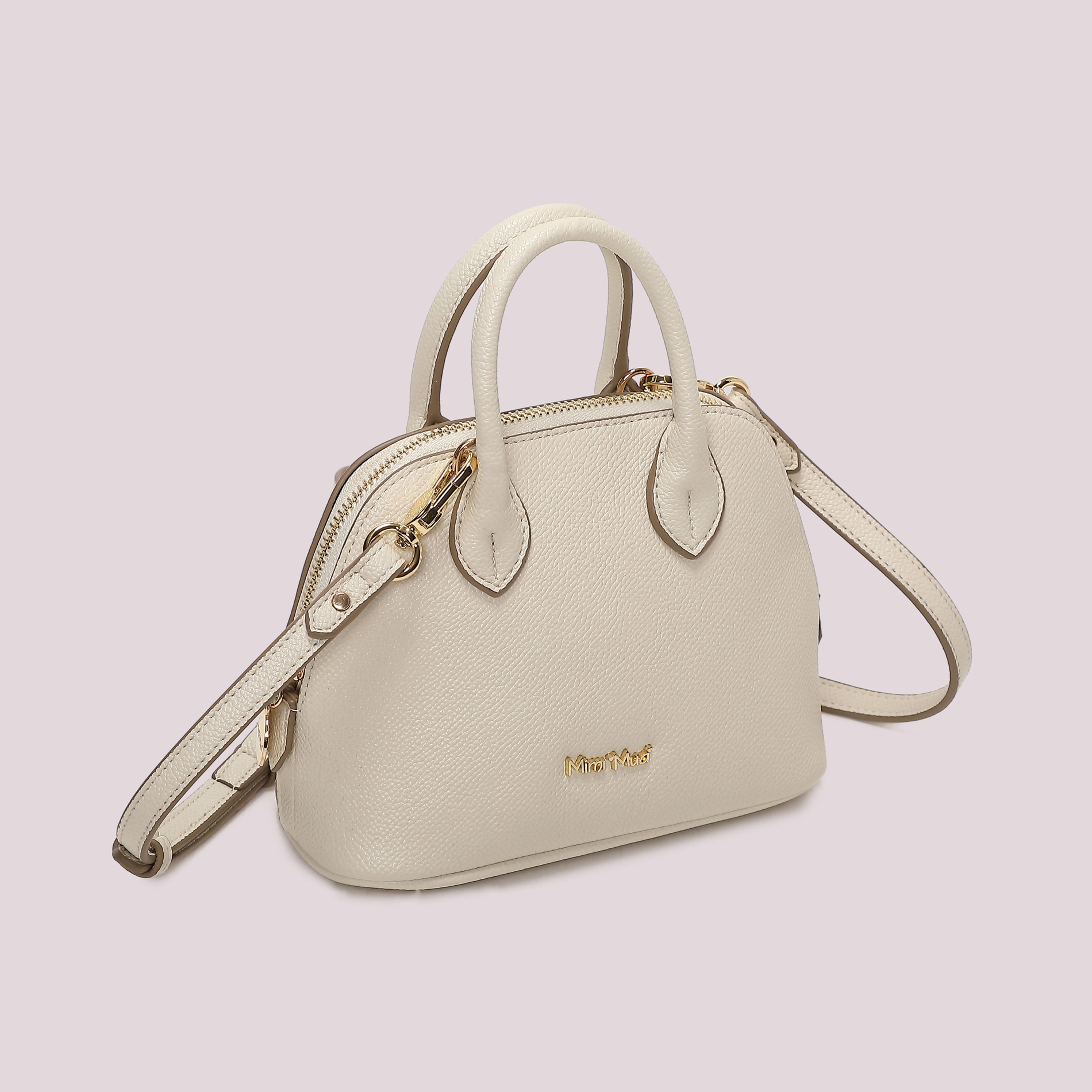 Mimi Mua Borsa Piccola a Tracolla con Manici Panna Ecopelle